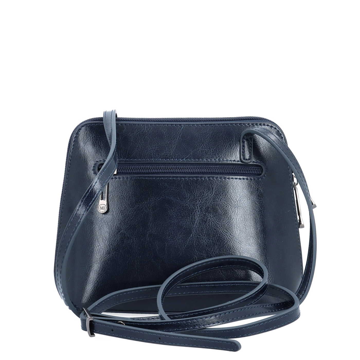 Kožená crossbody kabelka s promyšleným členěním Noelia Bolger materiál kůže zapínání na zip barva modrá velikost malá NB 0115 TM Zezadu