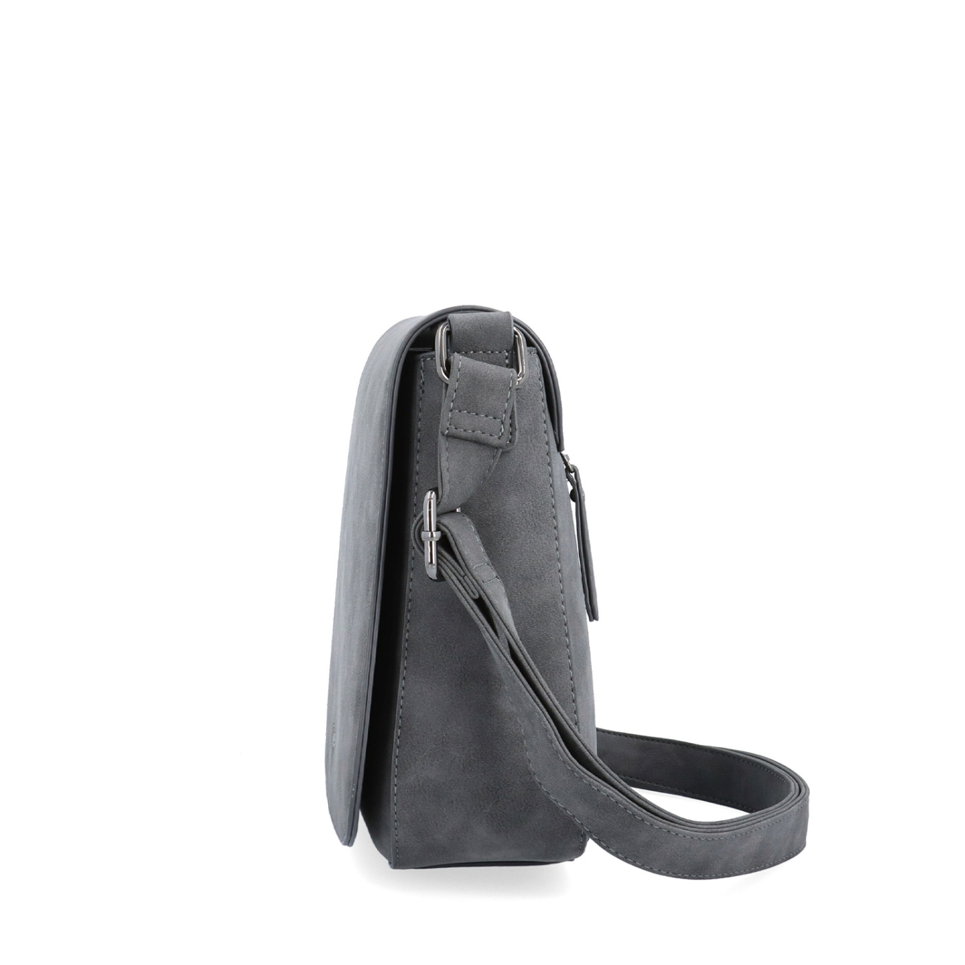 Elegantní crossbody kabelka s klopou Tangerin materiál syntetická kůže zapínání na zip barva šedá velikost střední 1115 ANT Z boku