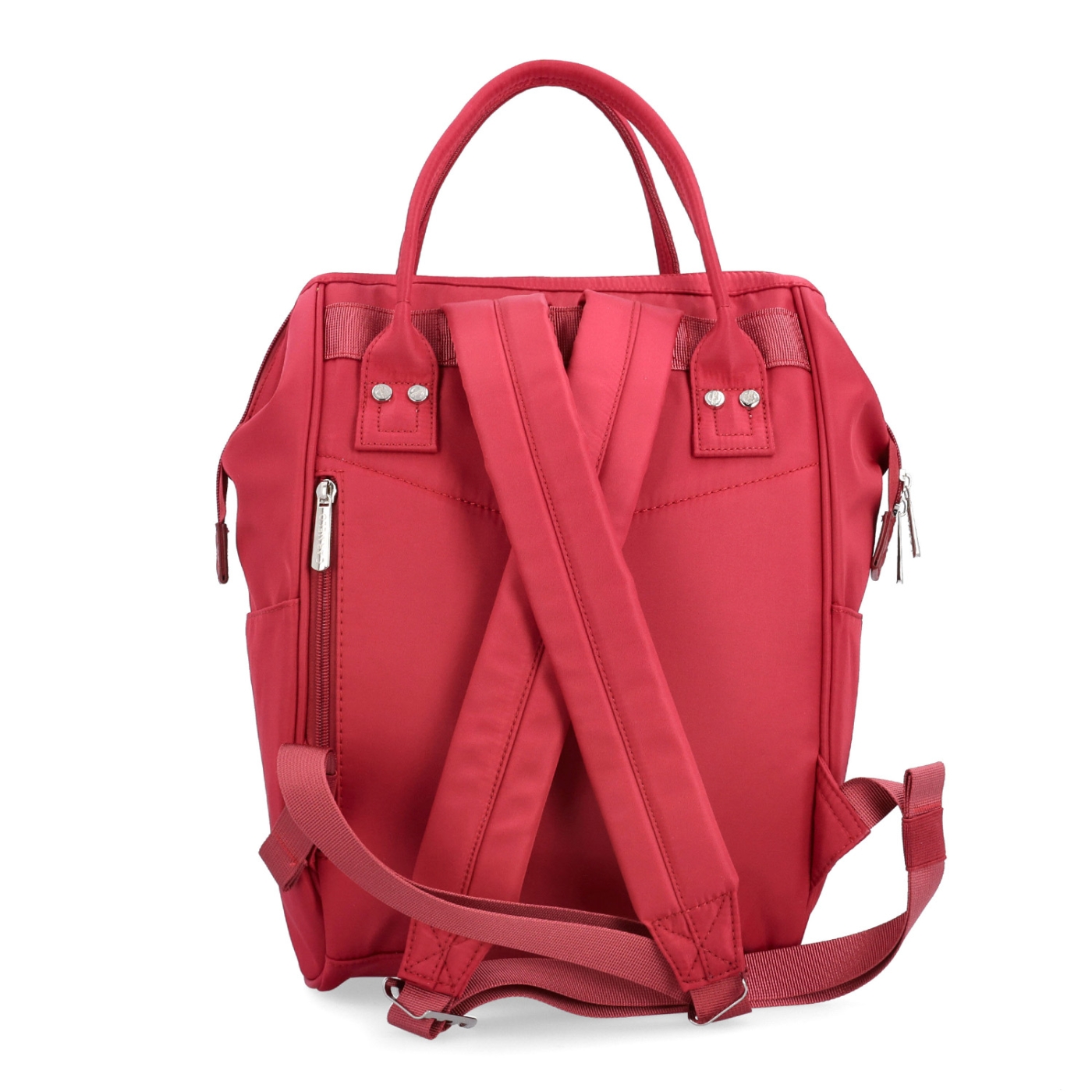 Velký praktický batoh značky Carmelo Carmelo materiál nylon zapínání na zip barva červená velikost velká 4319 CV Zezadu