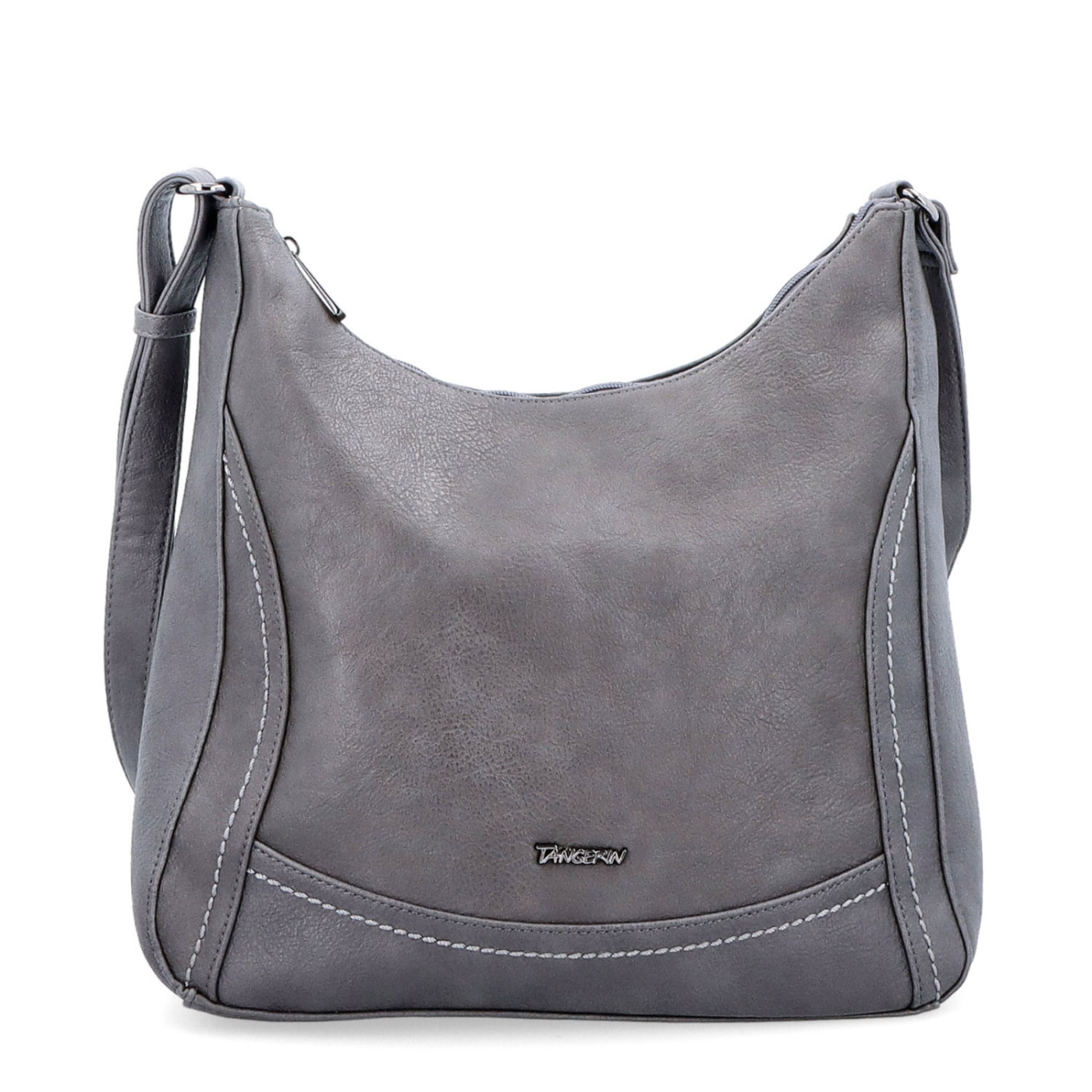Městská crossbody kabelka ze syntetické kůže Tangerin materiál syntetická kůže zapínání na zip barva šedá velikost střední 8046 TS Zepředu