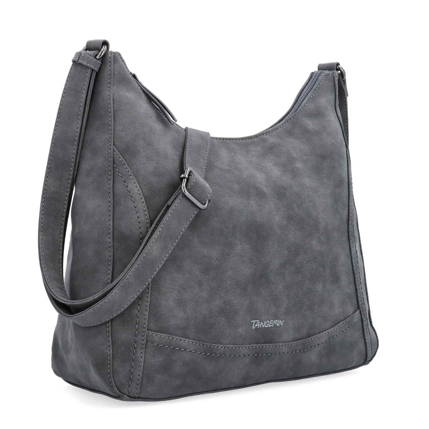 Crossbody syntetická kabelka s prošitím Tangerin materiál syntetická kůže zapínání na zip barva šedá velikost střední 1104 ANT