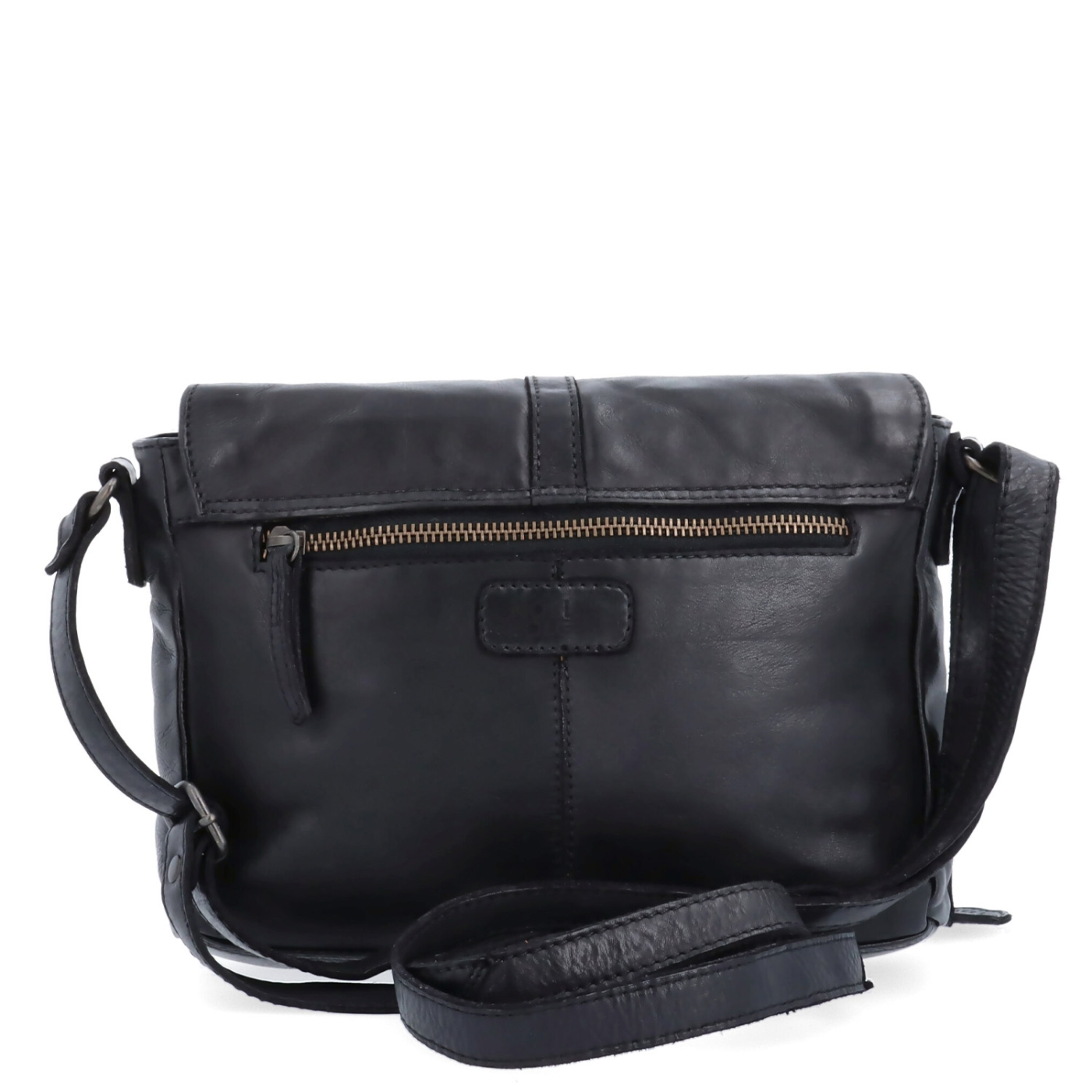 Kožená crossbody kabelka s klopou Noelia Bolger materiál kůže zapínání s klopou barva černá velikost střední NB 2416 C Zezadu