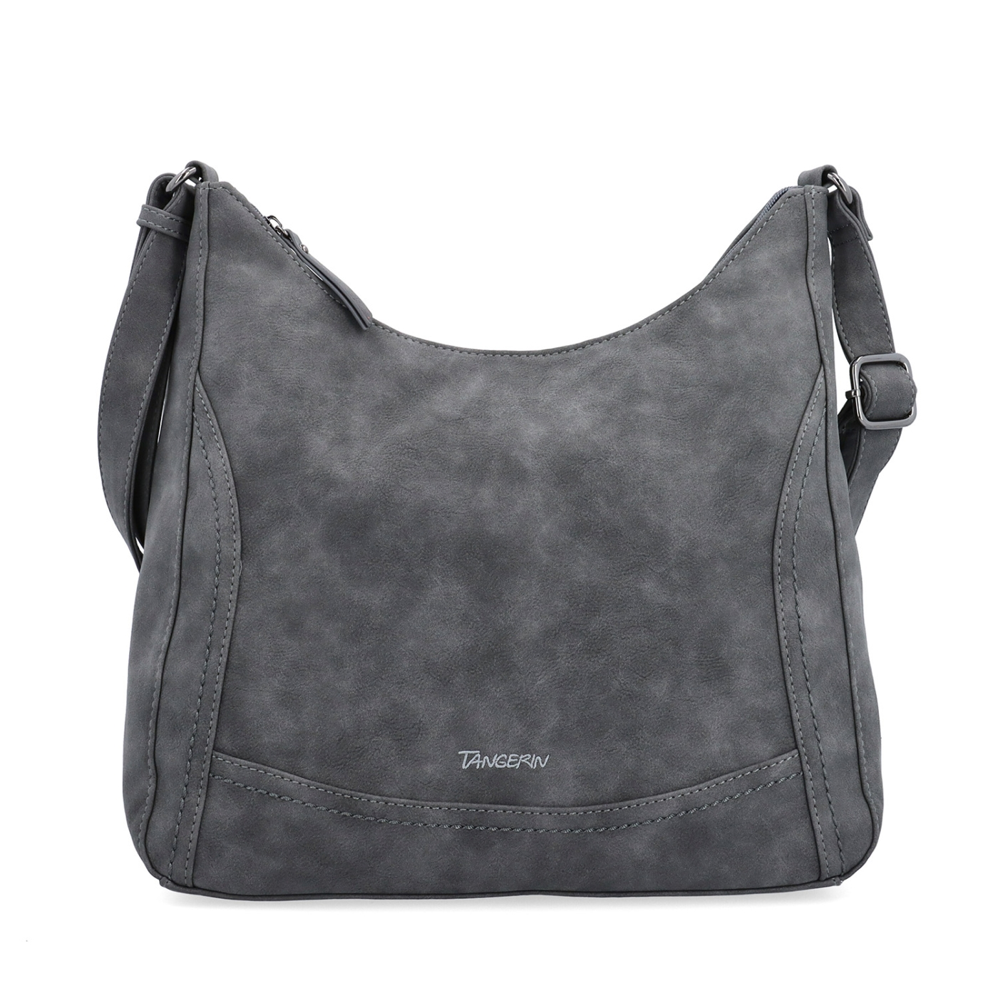 Crossbody syntetická kabelka s prošitím Tangerin materiál syntetická kůže zapínání na zip barva šedá velikost střední 1104 ANT Zepředu