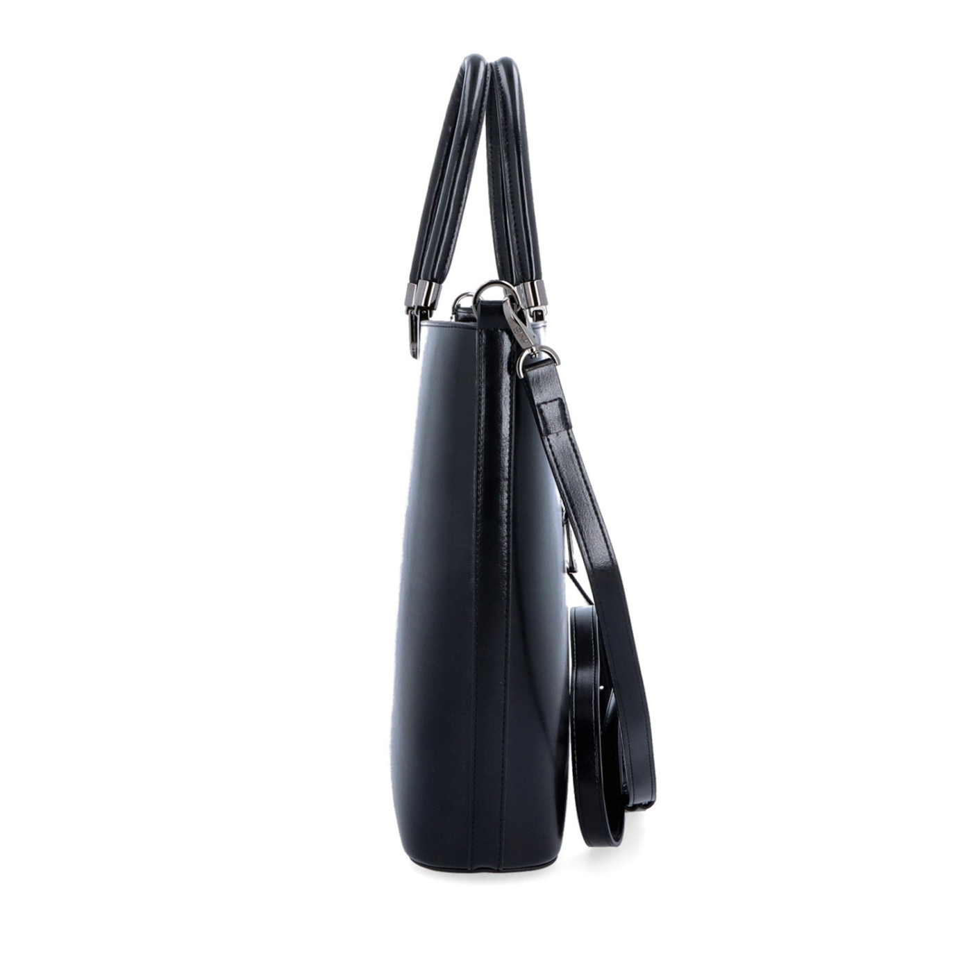 Velká kožená shopper kabelka Noelia Bolger materiál kůže zapínání na zip barva černá velikost velká NB 0093 C Z boku