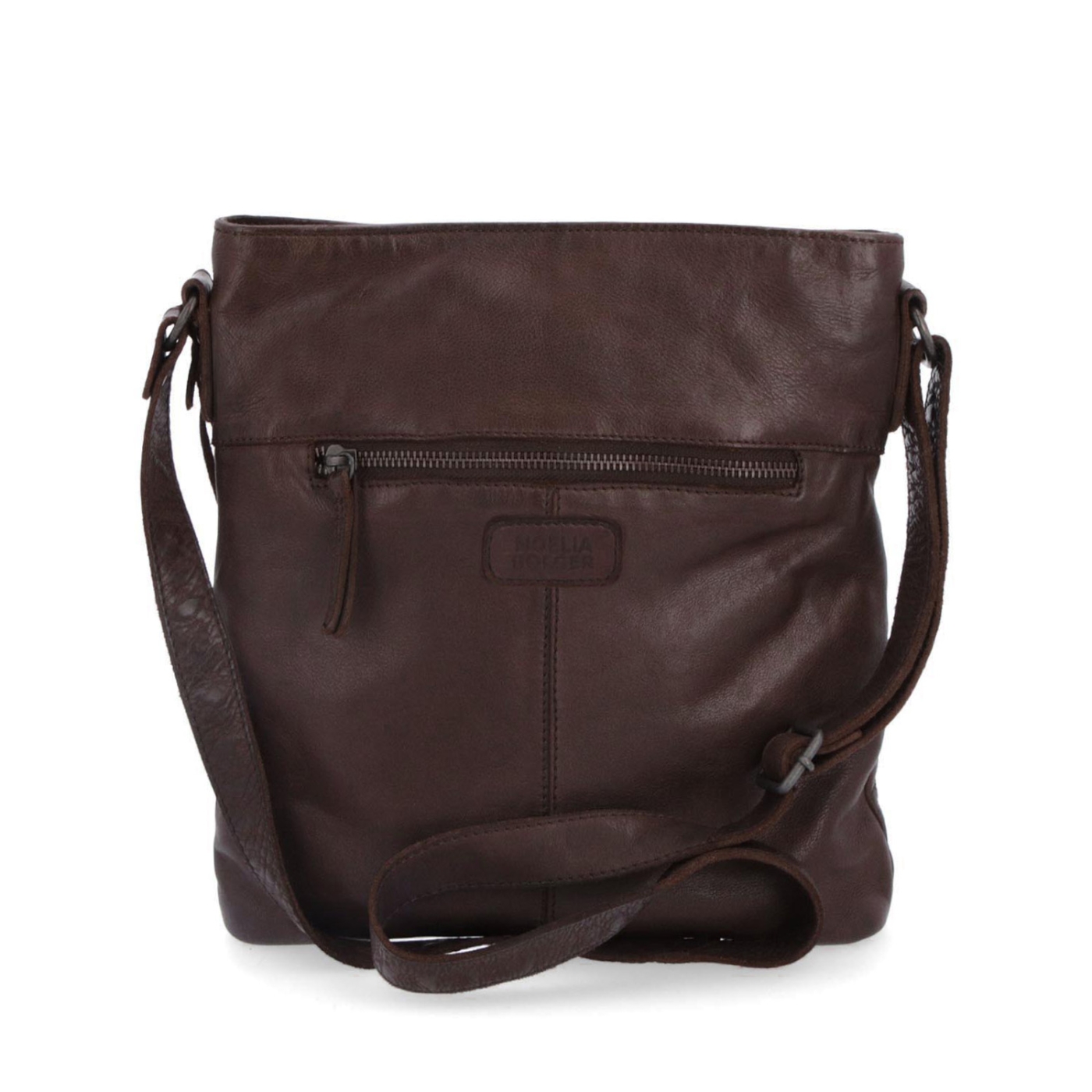 Kožená crossbody kabelka ve vintage stylu Noelia Bolger materiál kůže zapínání na zip barva hnědá velikost malá NB 2001 H Zezadu