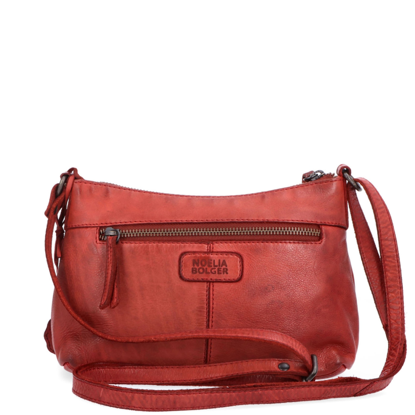 Praktická kožená crossbody na každý den Noelia Bolger materiál kůže zapínání na zip barva červená velikost malá NB 2406 CV Zezadu
