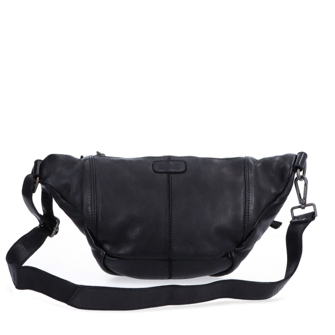 Moderní kožená crossbody ledvinka se dvěma zipy Noelia Bolger materiál kůže zapínání na zip barva černá velikost střední NB 2035 C Zezadu