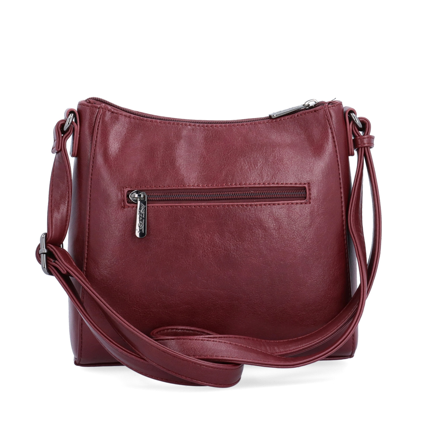 Minimalistická crossbody kabelka do města Le Sands materiál syntetická kůže zapínání na zip barva vínová velikost malá 7706 BO Zezadu