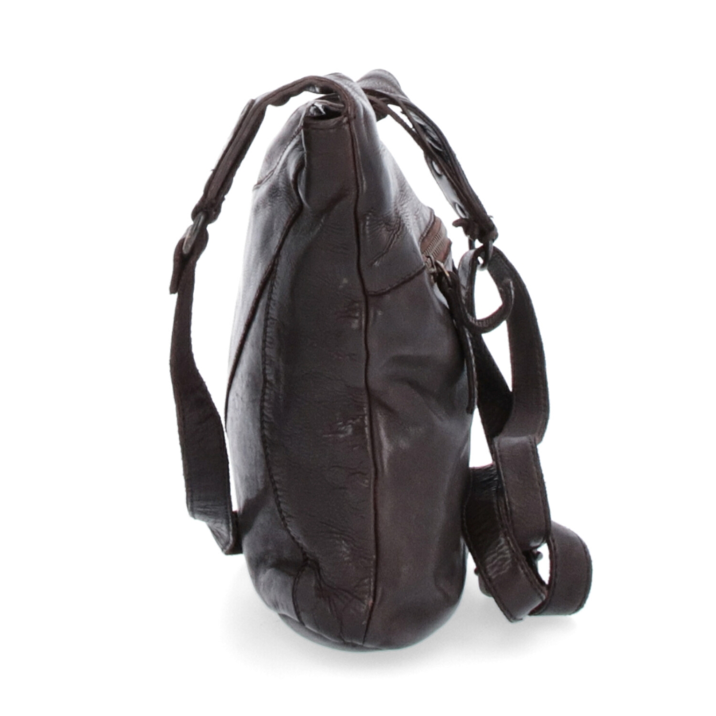 Elegantní kožená crossbody kabelka s kapsami Noelia Bolger materiál kůže zapínání na zip barva hnědá velikost malá NB 2101 H Z boku