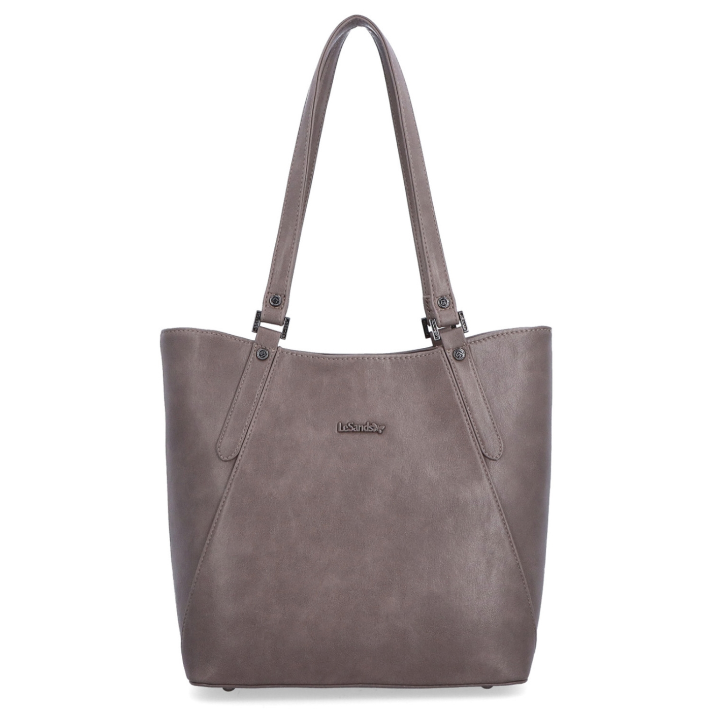 Prostorná shopper kabelka přes rameno Le Sands materiál syntetická kůže zapínání na zip barva taupe velikost velká 7703 T Zepředu