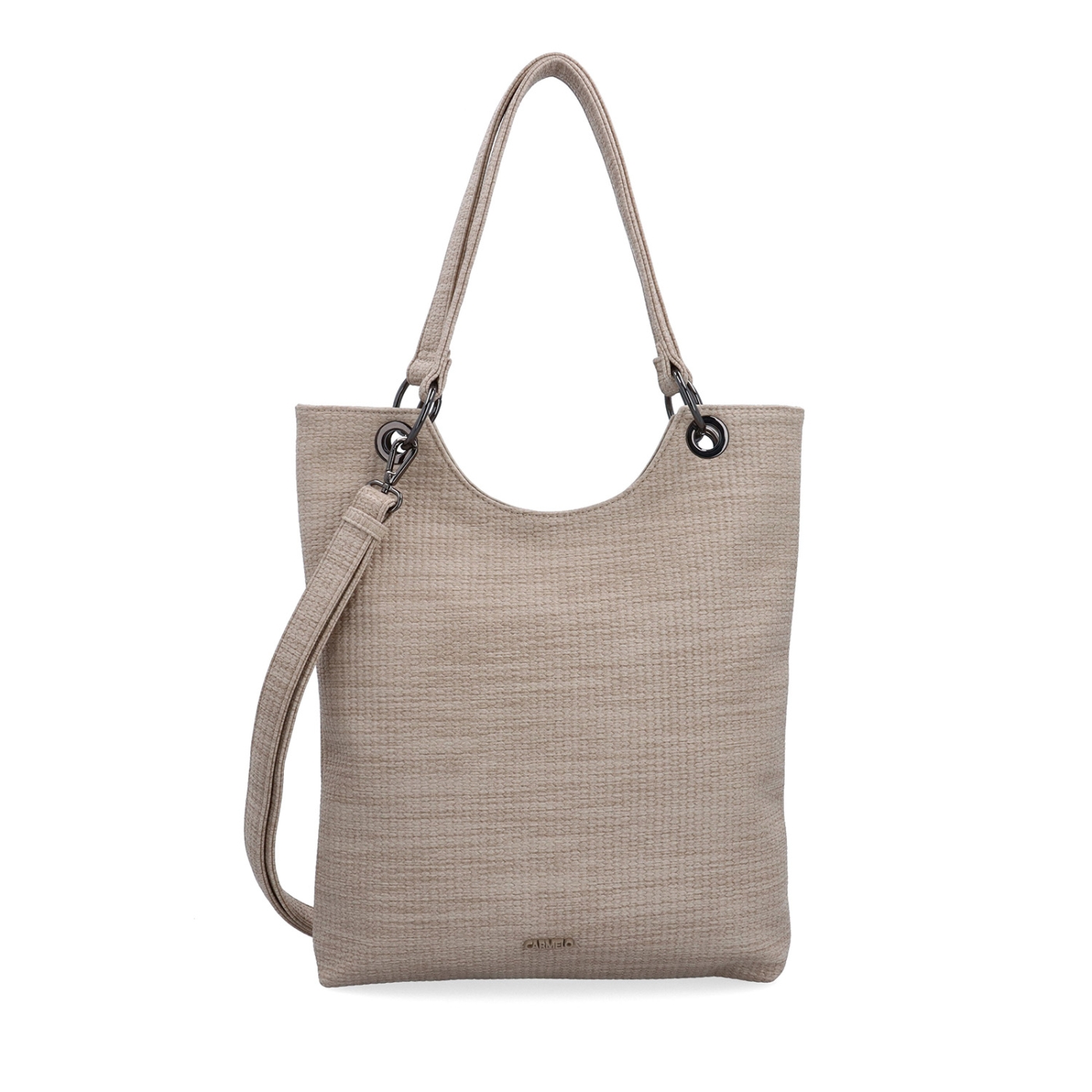 Městská kabelka s odepínacím crossbody popruhem Carmelo materiál syntetická kůže zapínání na zip barva béžová velikost střední 4395 BE Zepředu