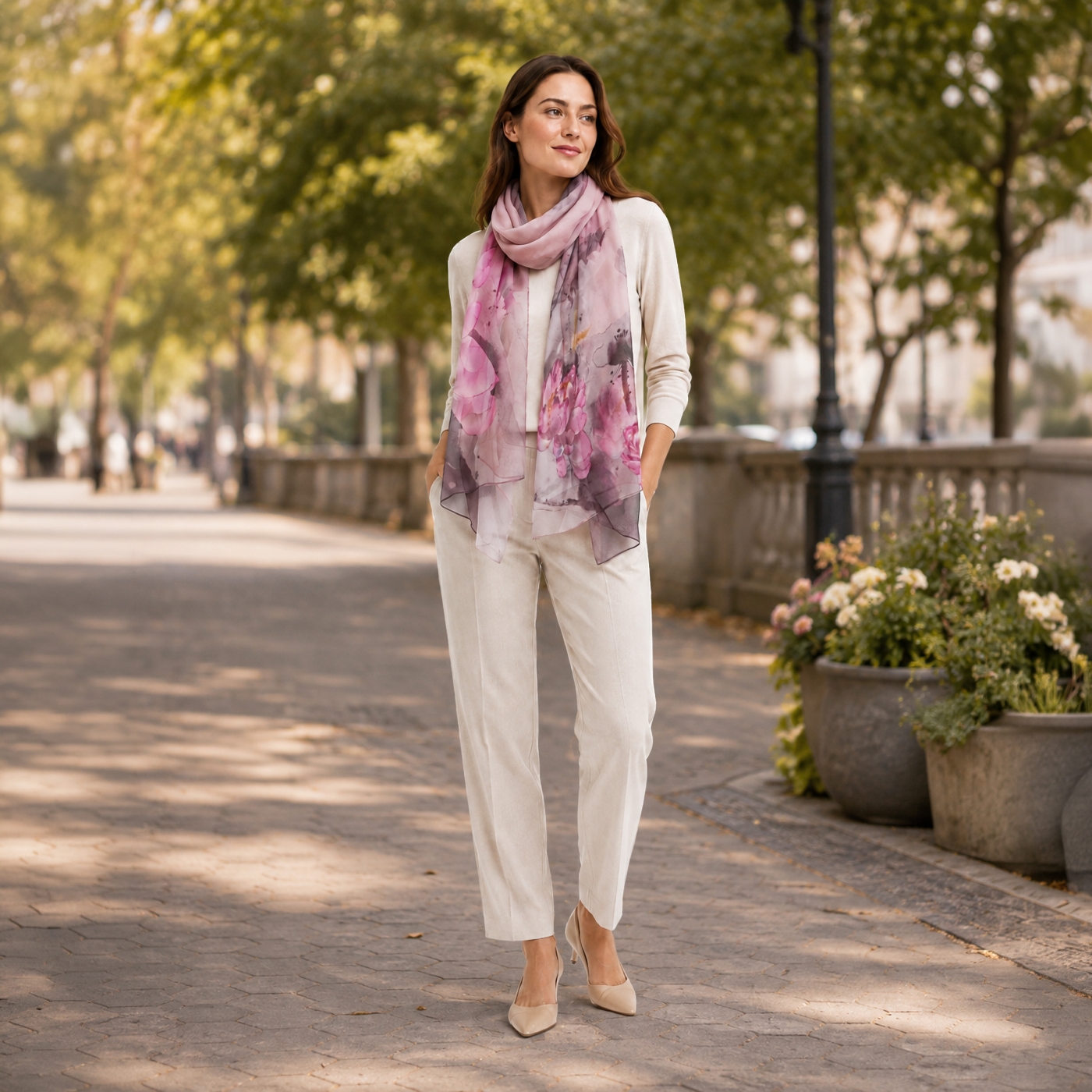 Stylový dámský šátek pro každý outfit Noelia Bolger materiál polyester barva fialová KL501 - 04