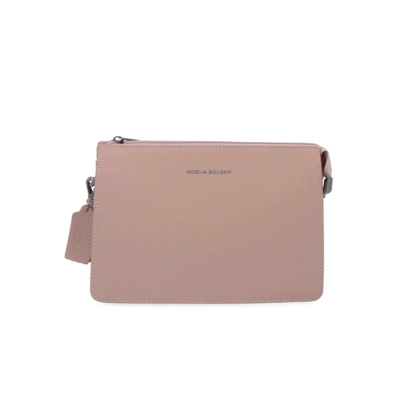 Elegantní crossbody kabelka Noelia Bolger materiál kůže zapínání na zip barva nude velikost malá NB 0042 N Zepředu