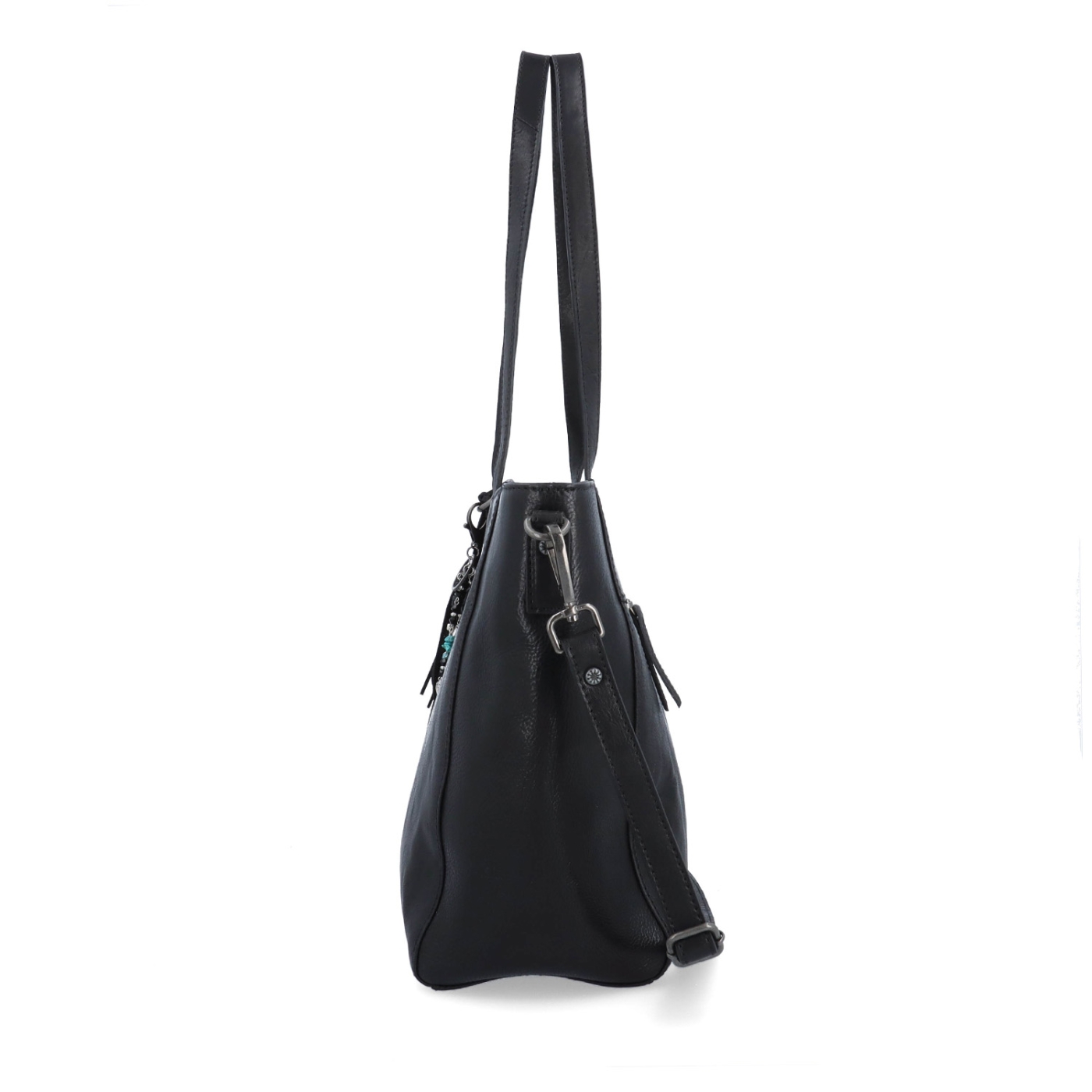 Velká kožená crossbody kabelka s přívěskem Noelia Bolger materiál kůže zapínání na zip barva černá velikost velká NB 3109 C Z boku