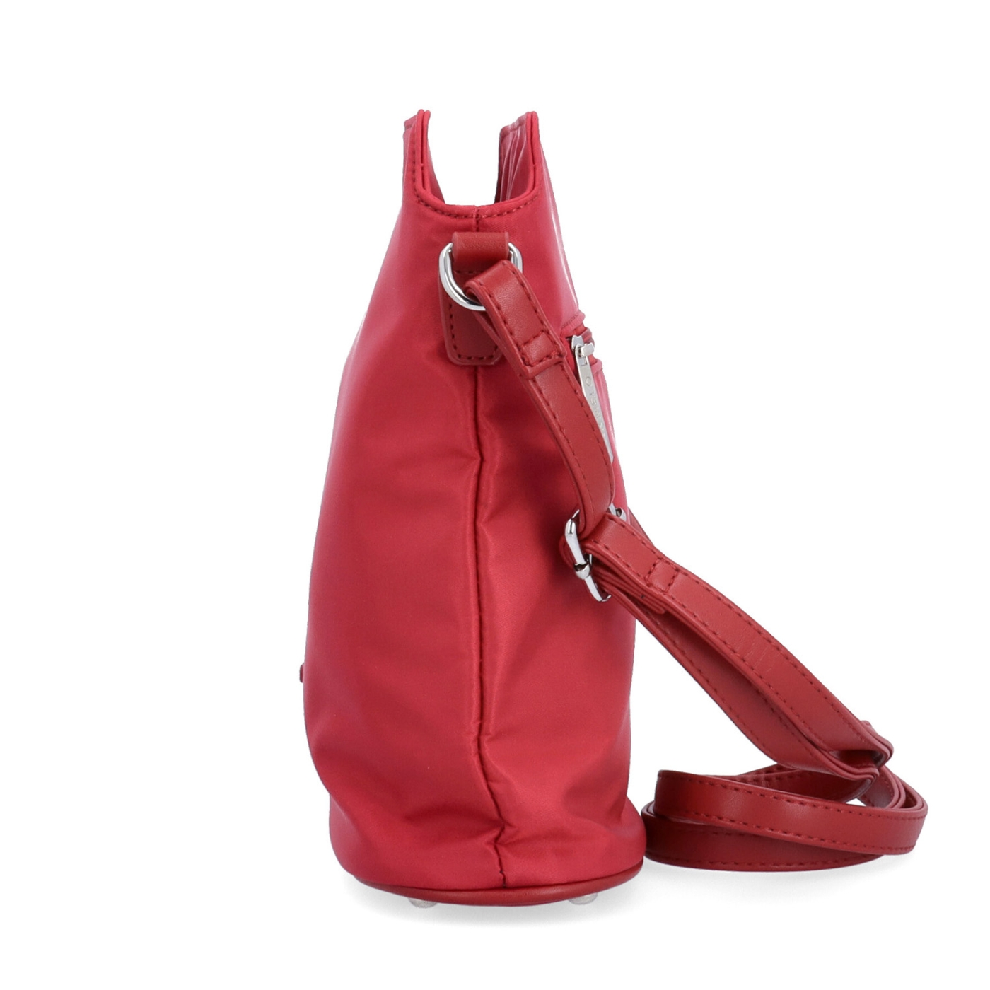 Praktická crossbody kabelka s extra kapsou Carmelo materiál nylon zapínání na zip barva červená velikost malá 6607 CV Z boku