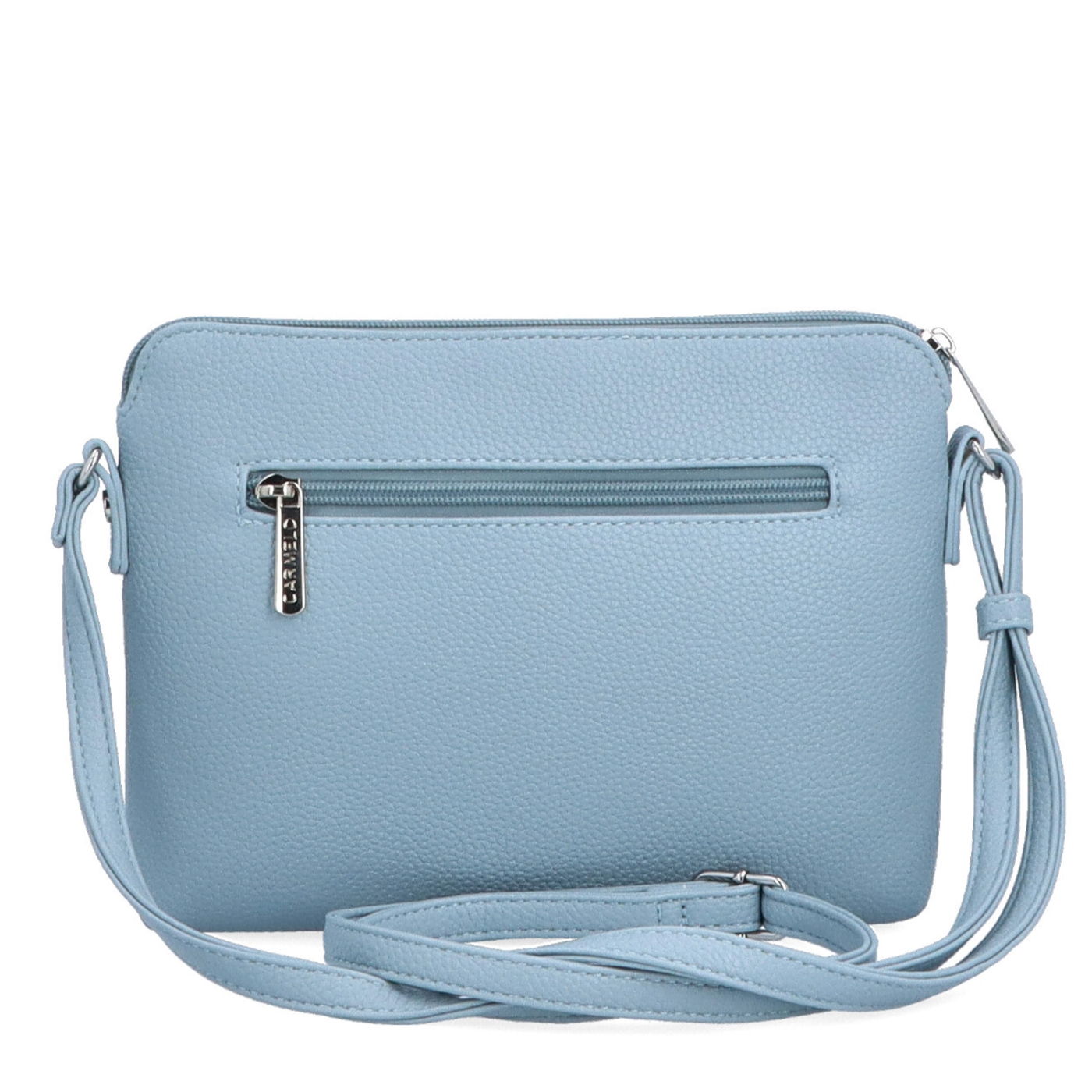 Minimalistická crossbody syntetická kabelka Carmelo materiál syntetická kůže zapínání na zip barva modrá velikost malá 4333 SM Zezadu