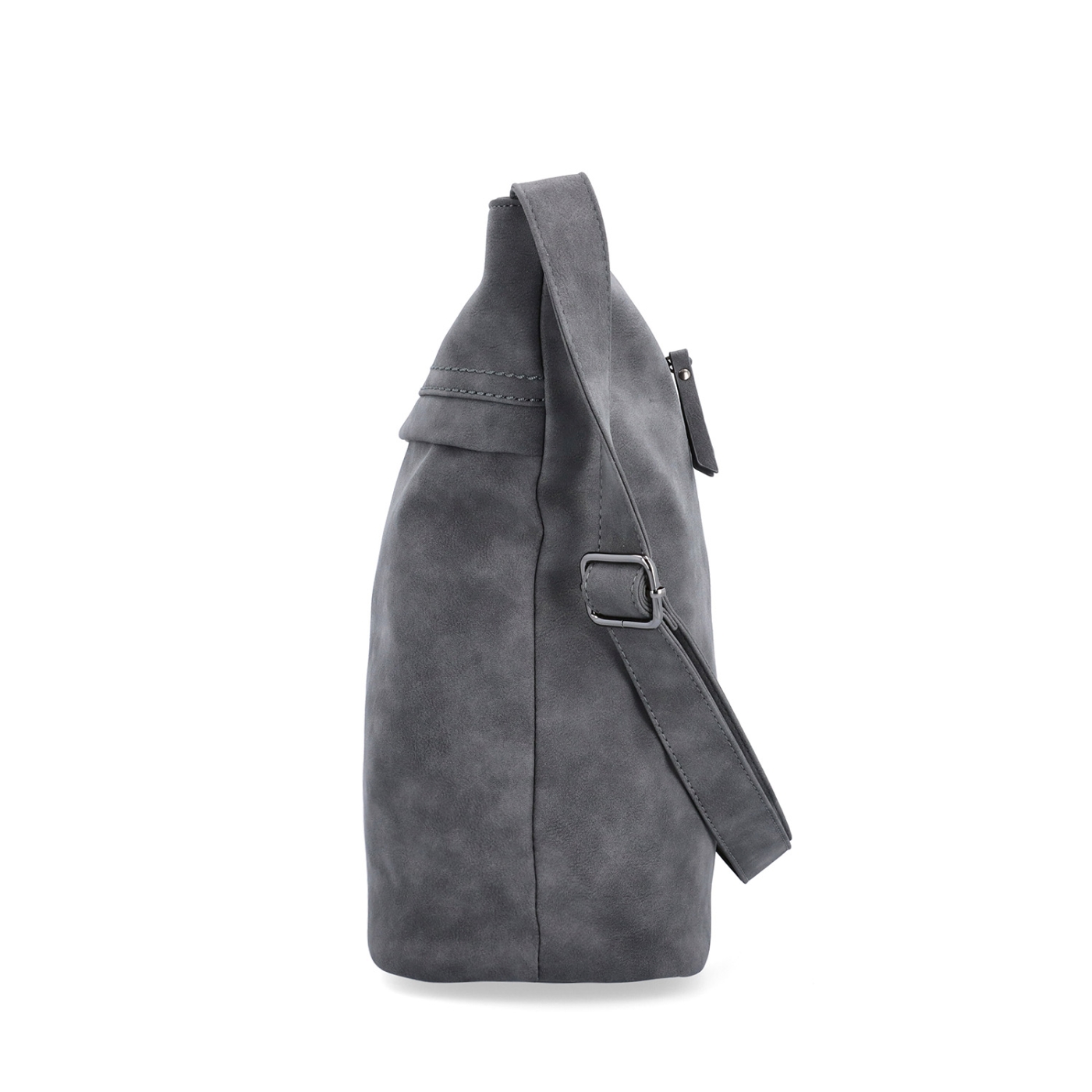 Praktická crossbody kabelka ze syntetického materiálu Tangerin materiál syntetická kůže zapínání na zip barva šedá velikost velká 1108 ANT Z boku