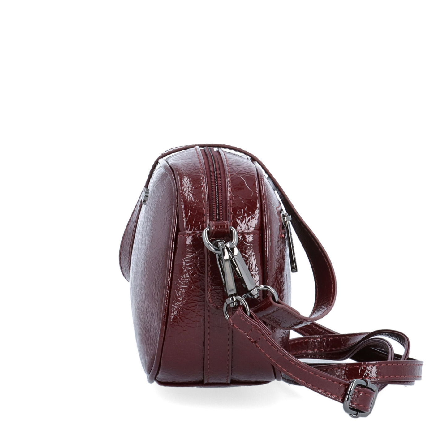 Malá crossbody kabelka se strukturovaným povrchem Le Sands materiál syntetická kůže zapínání na zip barva vínová velikost malá 4372 BO Z boku