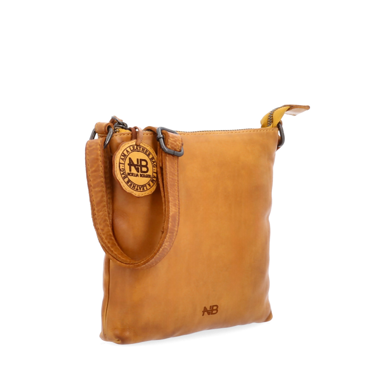 Elegantní kožená crossbody kabelka Noelia Bolger materiál kůže zapínání na zip barva žlutá velikost malá NB 2415 ZLU