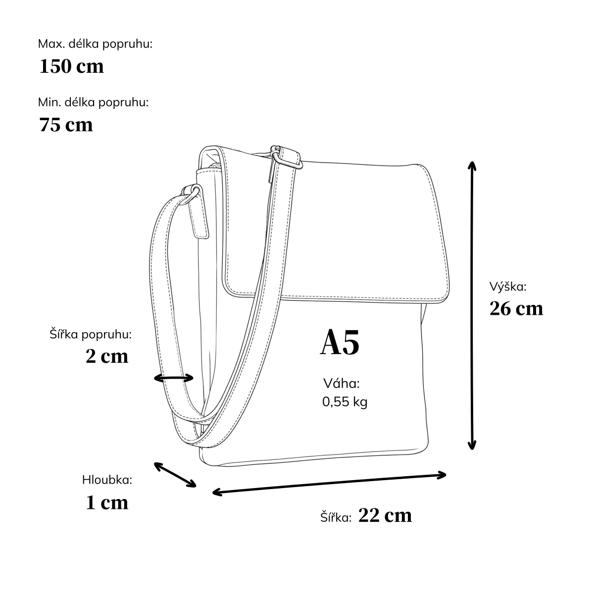 Kožená crossbody kabelka s klopou a přívěskem Noelia Bolger materiál kůže zapínání s klopou barva černá velikost malá NB 3108 C Rozměry
