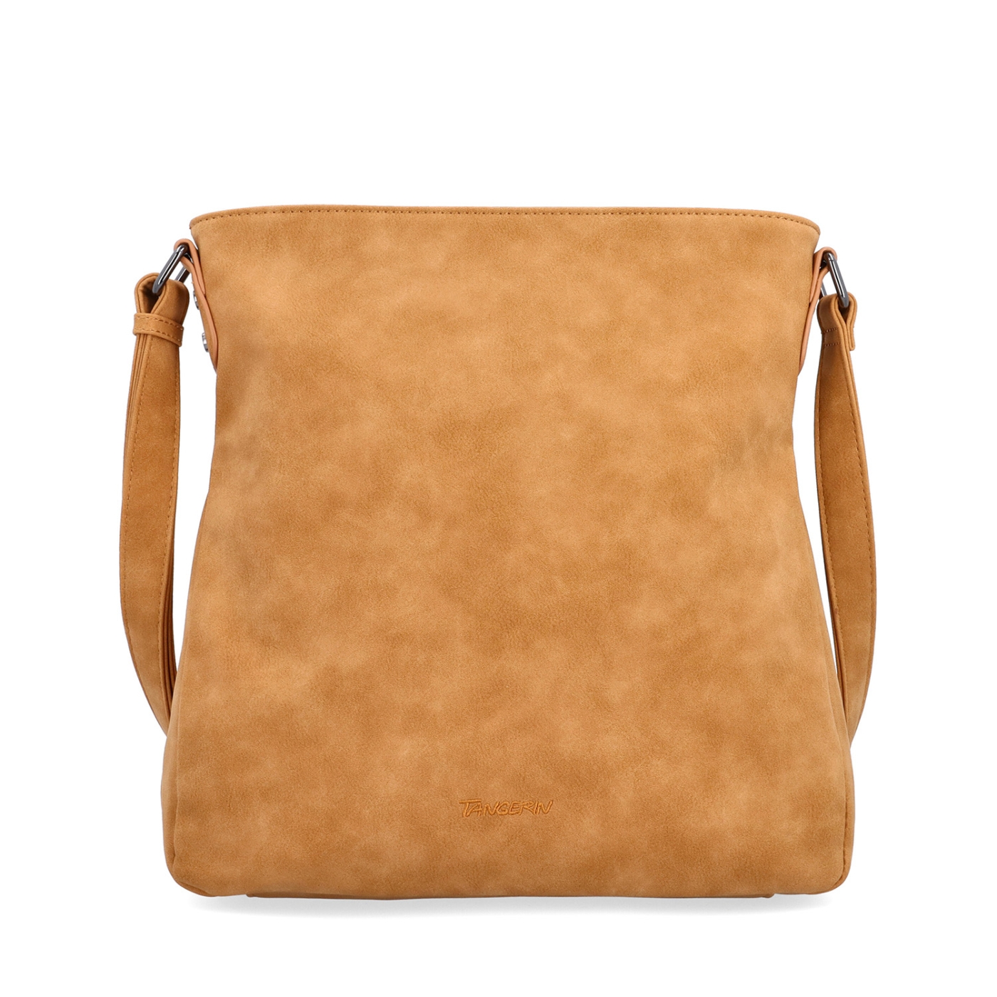 Stylová crossbody kabelka s čistým designem Tangerin materiál syntetická kůže zapínání na zip barva koňaková velikost střední 1101 CAM Zepředu
