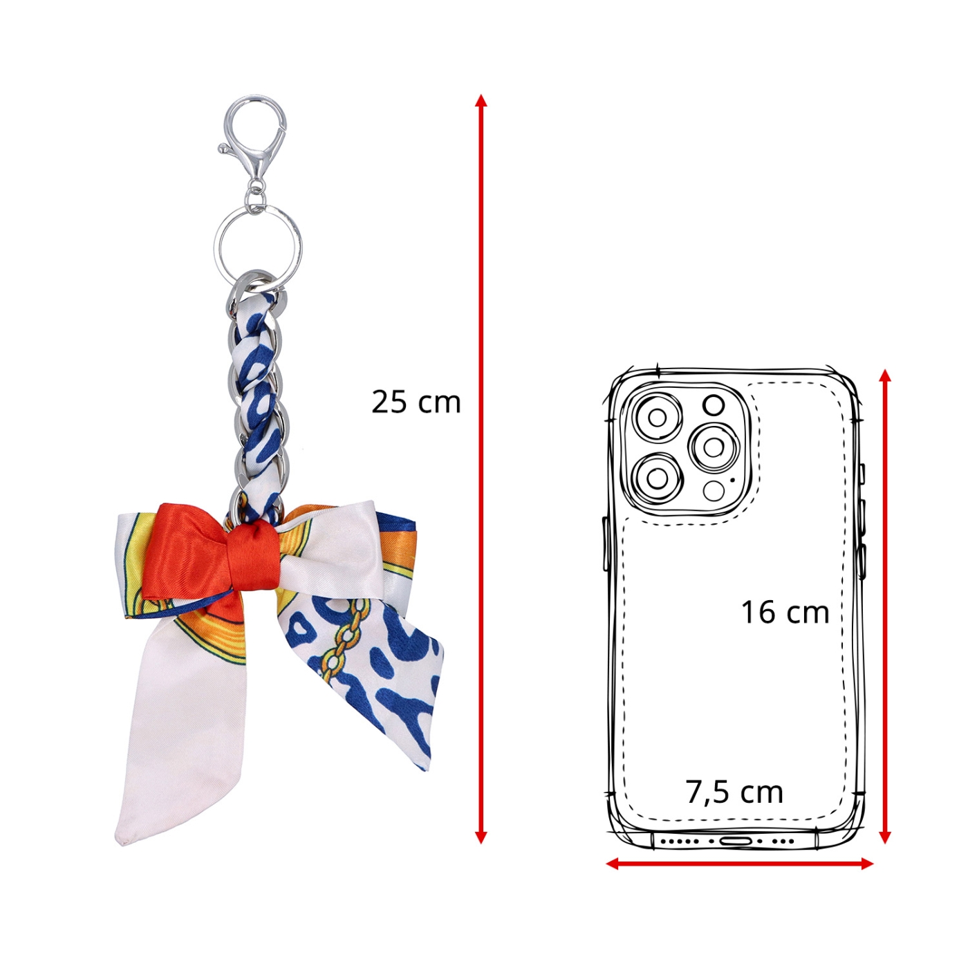 Přívěsek na kabelku s mašlí a karabinkou Indee materiál textil barva multicolor D017