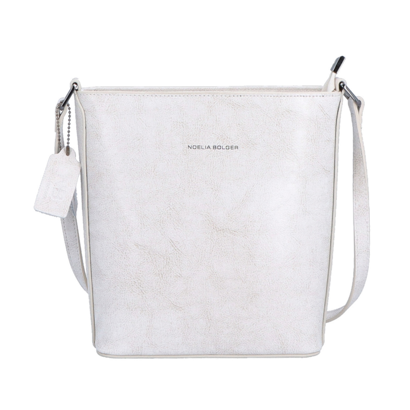 Malá elegantní kožená crossbody kabelka Noelia Bolger materiál kůže zapínání na zip barva bílá velikost malá NB 0065 OW Zepředu