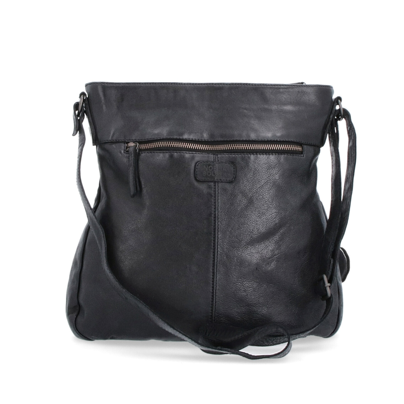 Kožená crossbody s přední zipovou kapsou Noelia Bolger materiál kůže zapínání na zip barva černá velikost střední NB 2103 C Zezadu