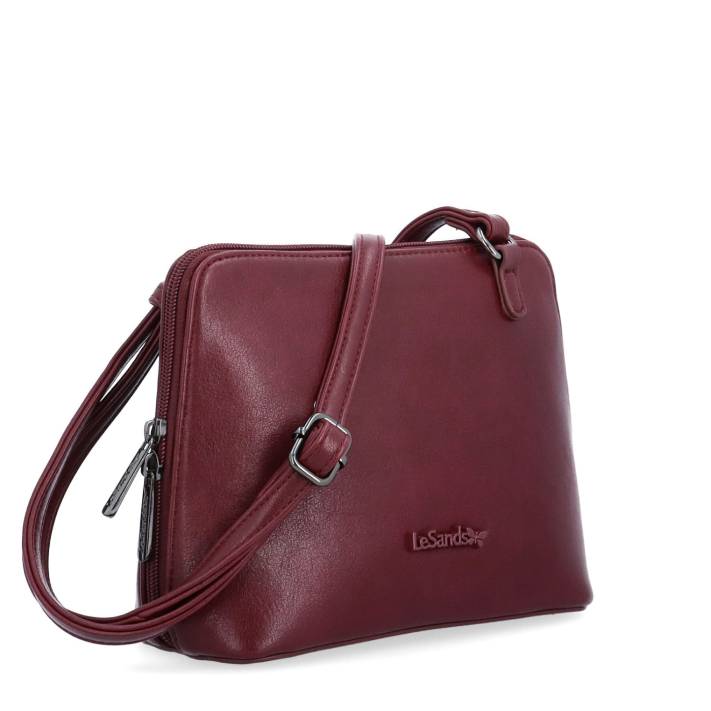 Praktická crossbody kabelka s děleným vnitřkem Le Sands materiál syntetická kůže zapínání na zip barva vínová velikost malá 7723 BO