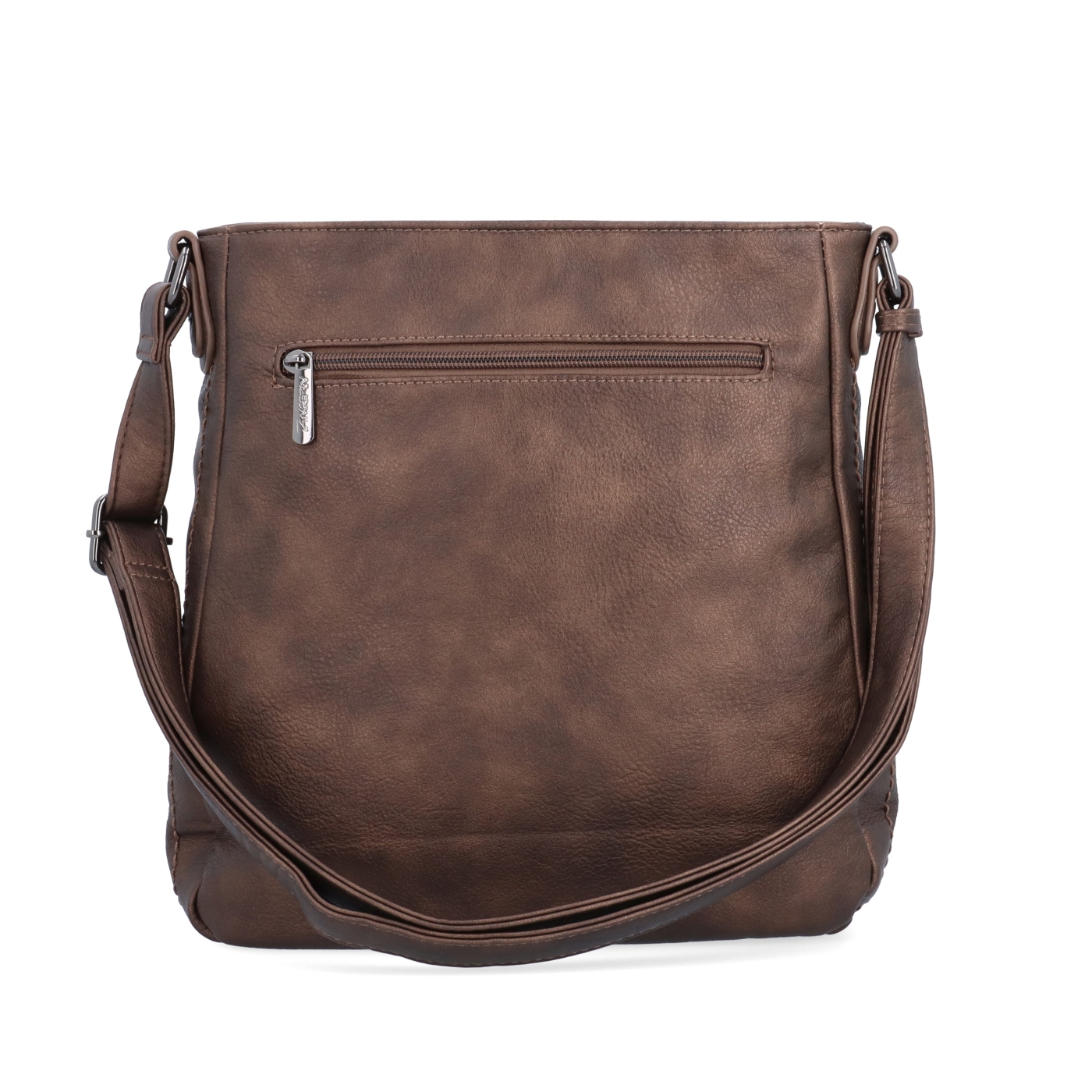 Crossbody kabelka s nastavitelným popruhem Tangerin materiál syntetická kůže zapínání na zip barva metalická velikost střední 8049 BR Zezadu