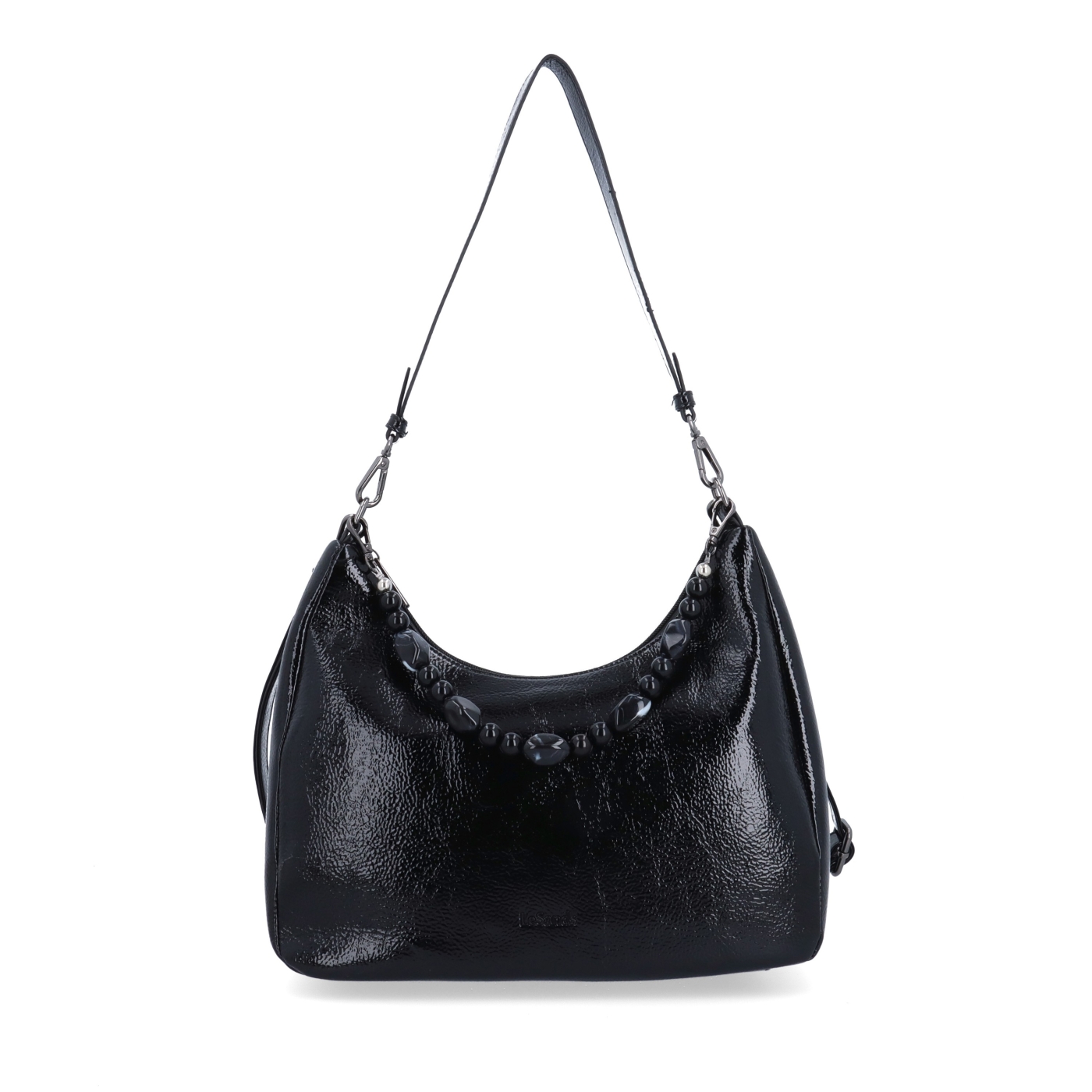 Kabelka přes rameno i crossbody s odepínacími popruhy Le Sands materiál syntetická kůže zapínání na zip barva černá velikost střední 4637 C Zepředu