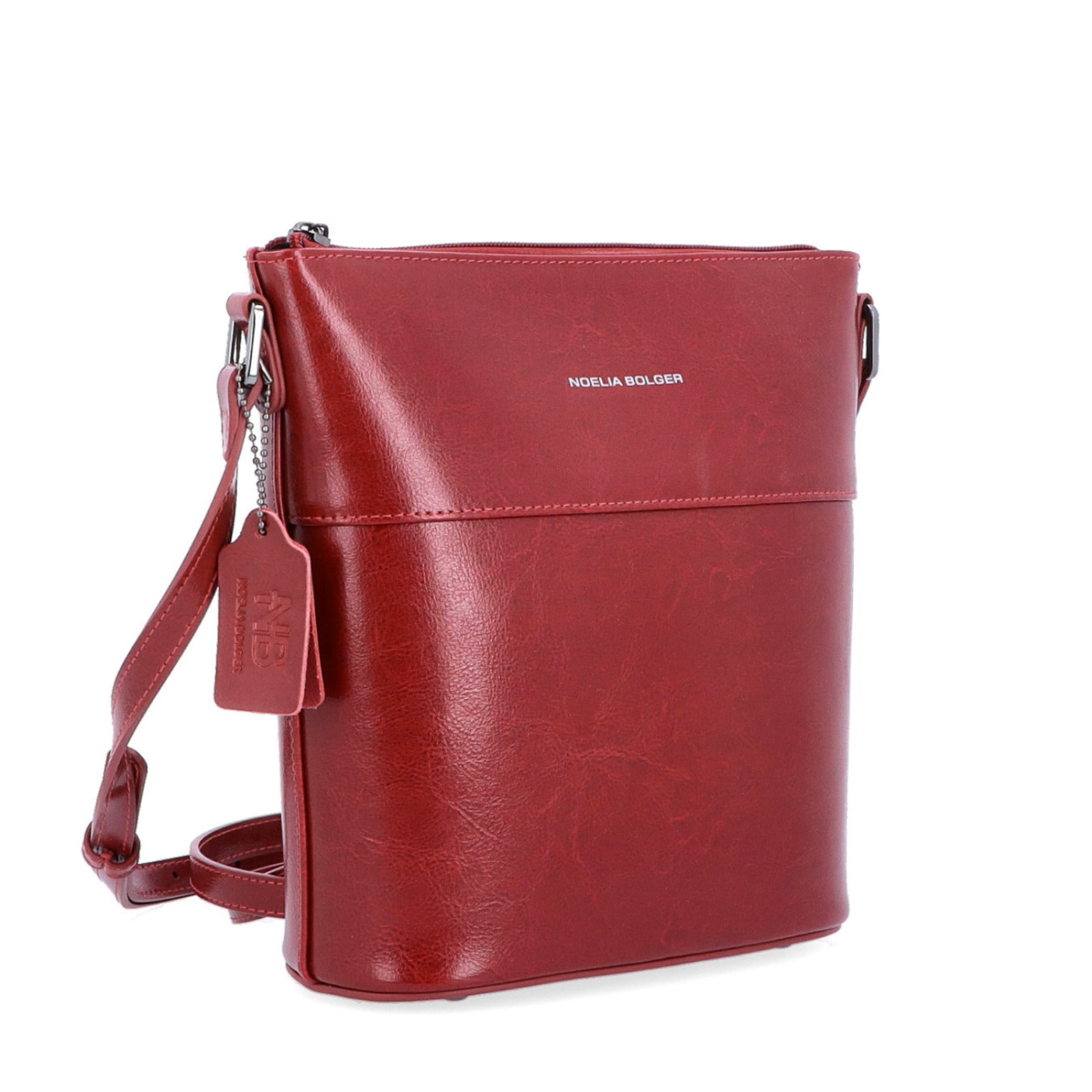 Luxusní kožená crossbody kabelka Noelia Bolger materiál kůže zapínání na zip barva červená velikost malá NB 0077 TCV