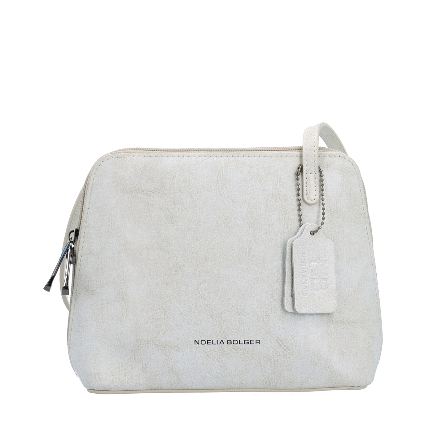 Kožená crossbody kabelka s promyšleným členěním Noelia Bolger materiál kůže zapínání na zip barva bílá velikost malá NB 0115 OW Zepředu