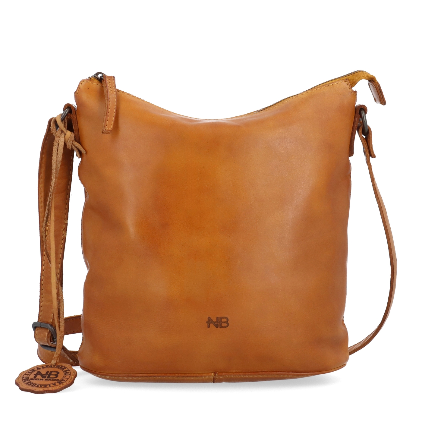Crossbody kabelka v nadčasovém designu Noelia Bolger materiál kůže zapínání na zip barva žlutá velikost střední NB 2431 ZLU Zepředu
