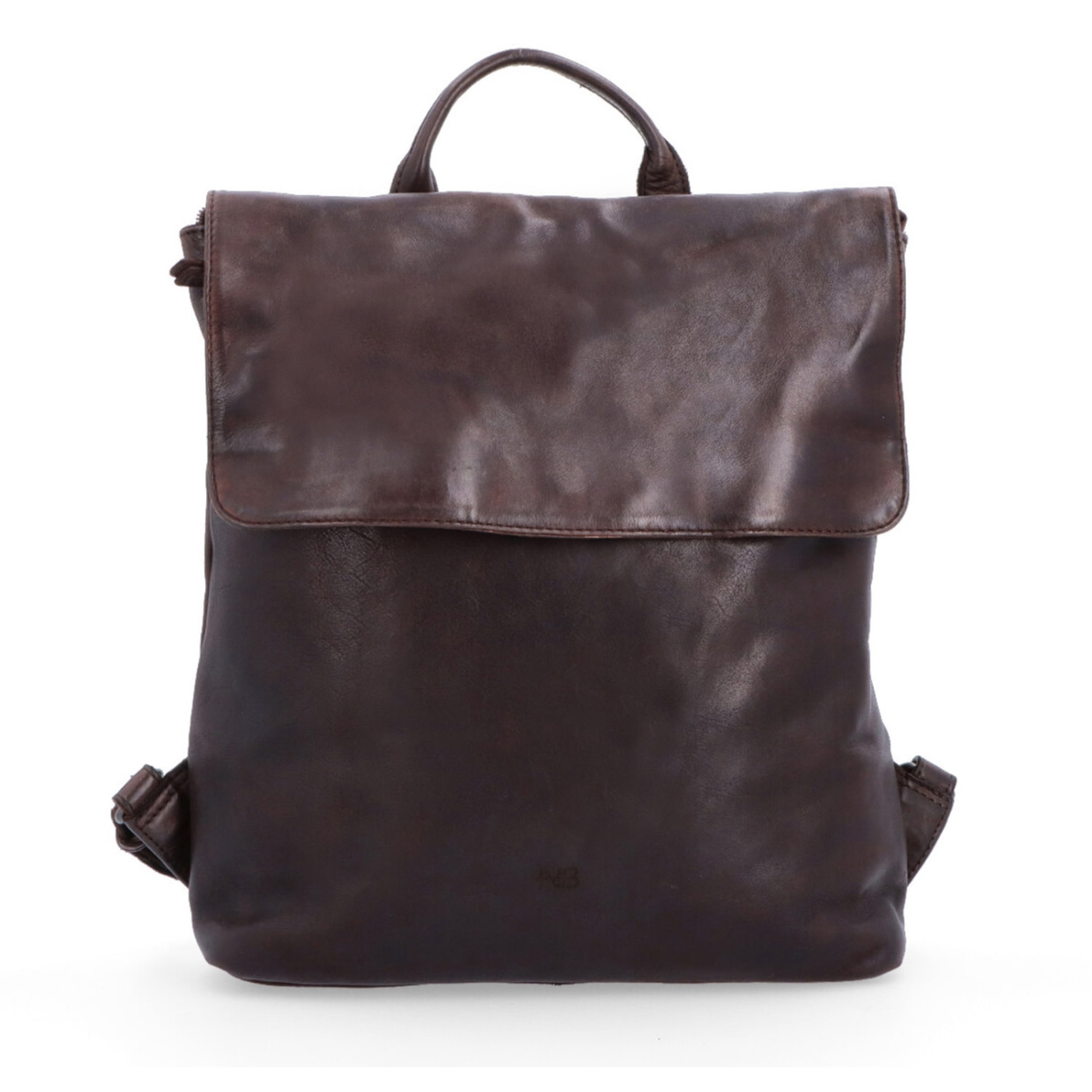 Kožený batoh s klopou ve vintage stylu Noelia Bolger materiál kůže zapínání na zip barva hnědá velikost střední NB 2014 H Zepředu
