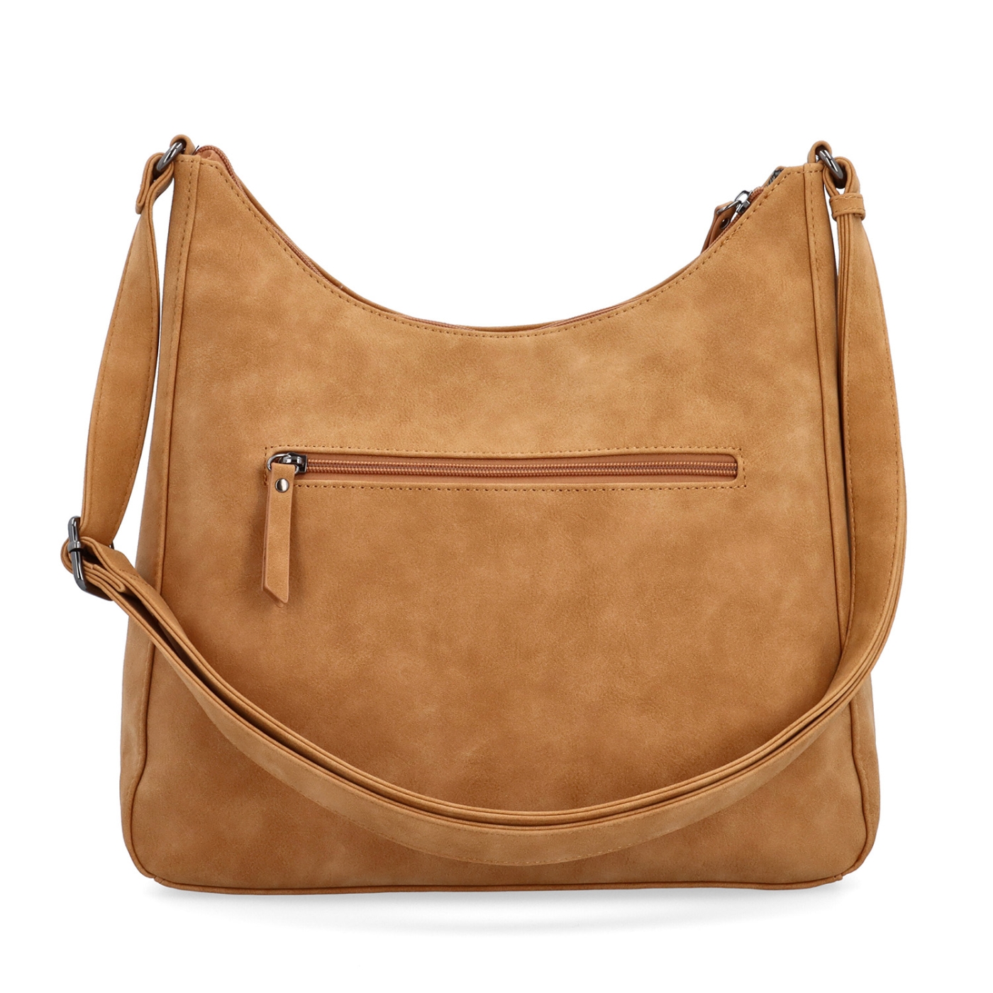Crossbody syntetická kabelka s prošitím Tangerin materiál syntetická kůže zapínání na zip barva koňaková velikost střední 1104 CAM Zezadu