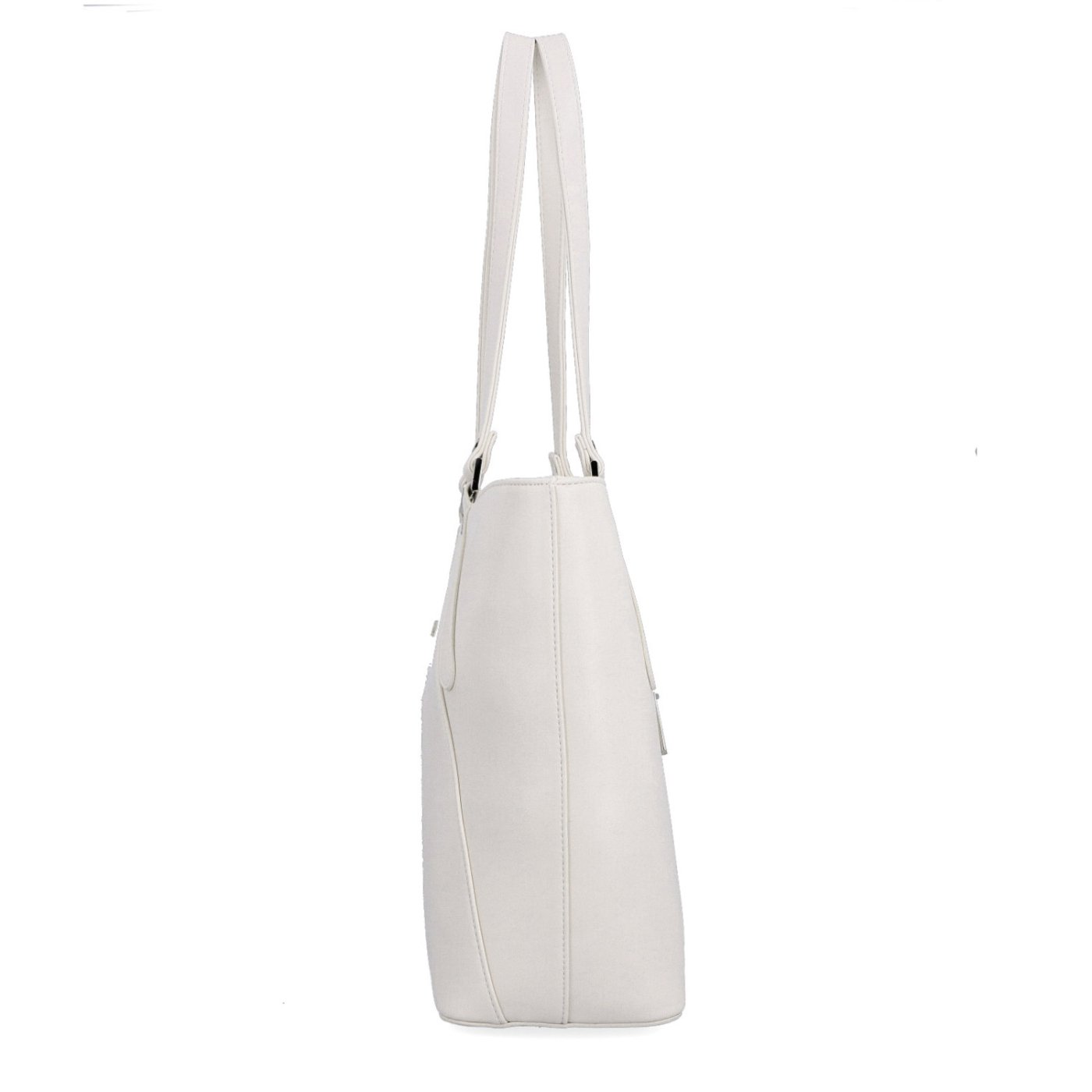 Prostorná shopper kabelka přes rameno LeSands materiál syntetická kůže zapínání na zip barva béžová velikost velká 7703 BE Z boku