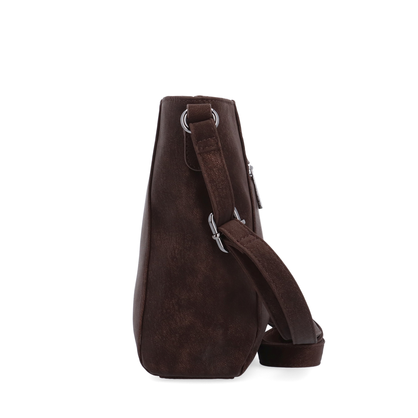 Stylová crossbody kabelka s odepínacím přívěskem Carmelo materiál syntetická kůže zapínání na zip barva hnědá velikost malá 4662 H Z boku