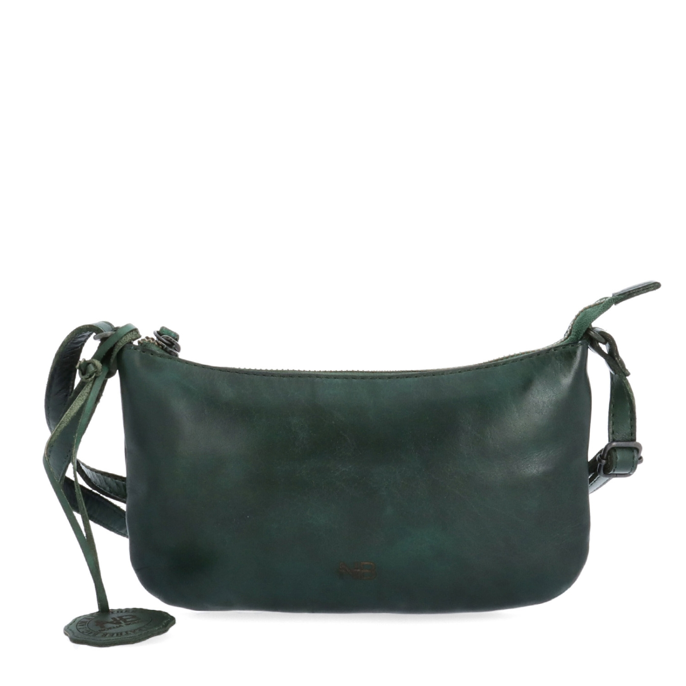 Malá elegantní kožená crossbody kabelka Noelia Bolger materiál kůže zapínání na zip barva zelená velikost malá NB 2420 ZE Zepředu
