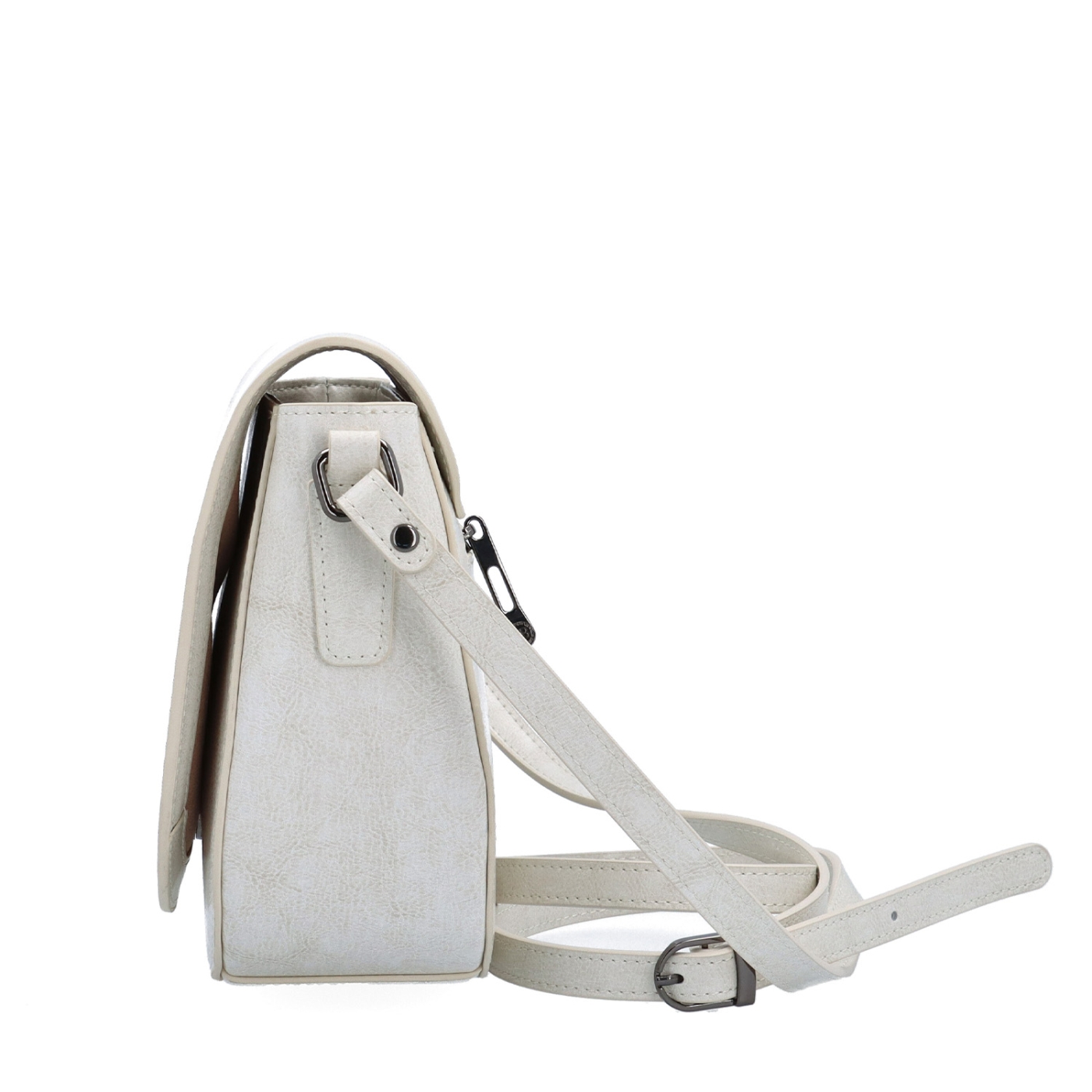 Elegantní kožená crossbody kabelka s klopou Noelia Bolger materiál kůže zapínání s klopou barva bílá velikost malá NB 0117 OW Z boku