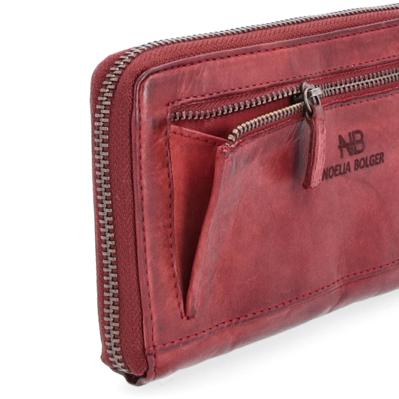 Větší kožená peněženka s motivem mandaly Noelia Bolger materiál kůže zapínání na zip barva červená velikost velká 5123 NB CV Polobok zezadu