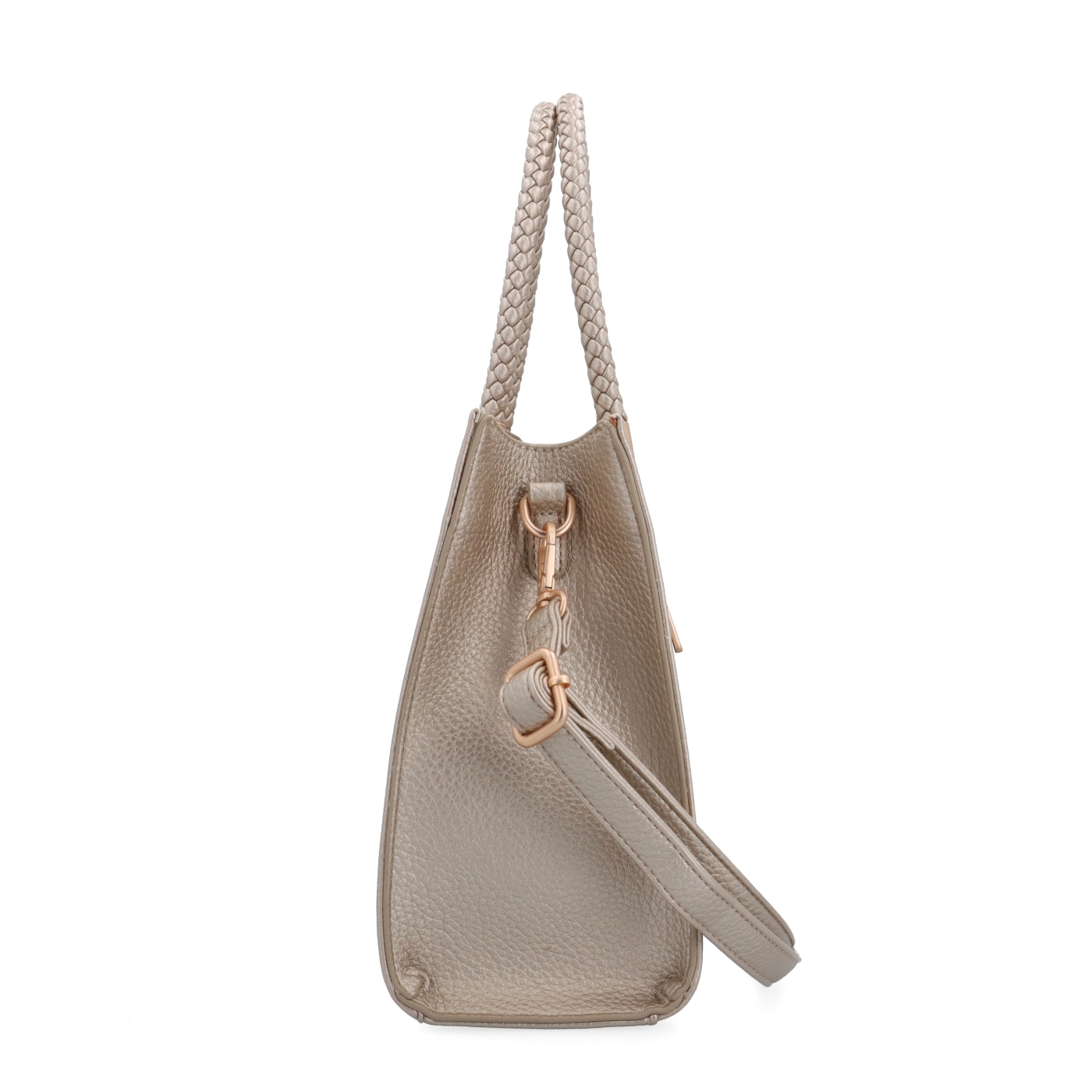 Dámská kabelka s odnímatelným crossbody popruhem Le Sands materiál syntetická kůže zapínání na zip barva metalická velikost střední 4648 ZL Z boku