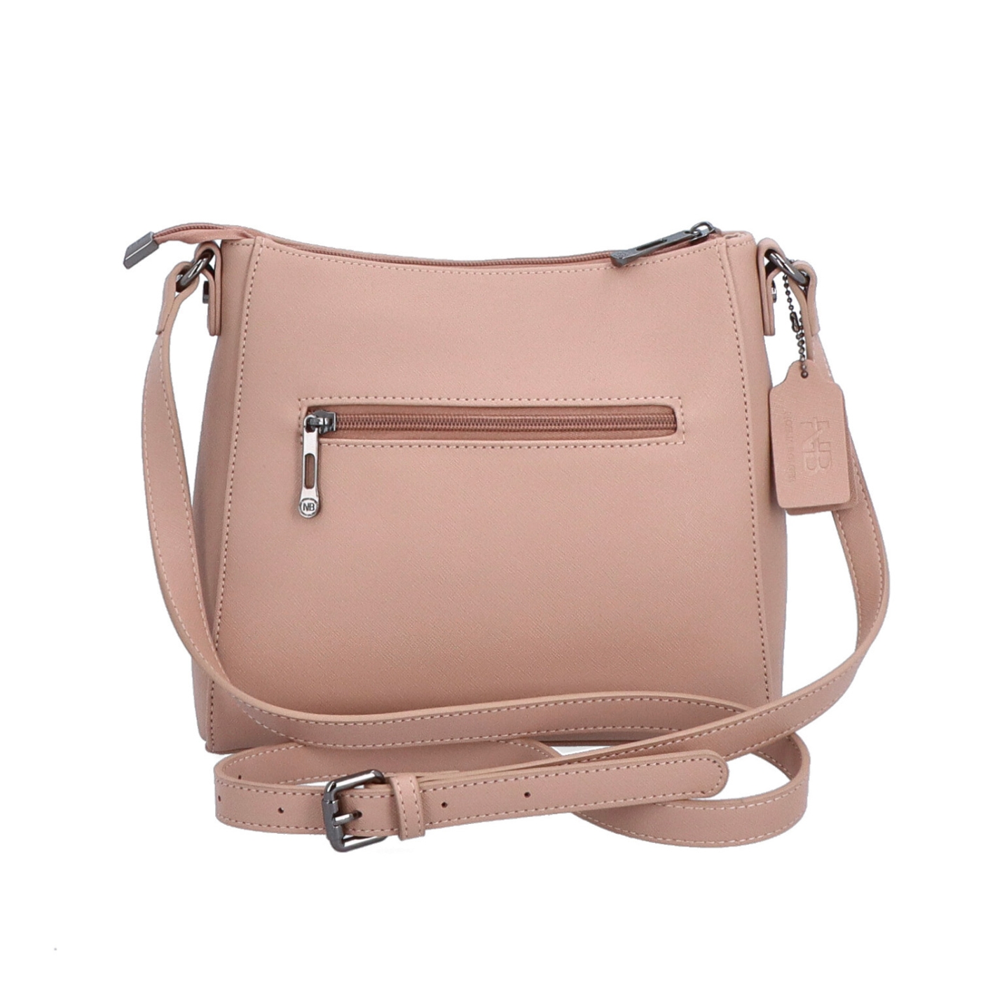 Kožená crossbody kabelka Noelia Bolger materiál kůže zapínání na zip barva nude velikost malá NB 0074 N Zezadu