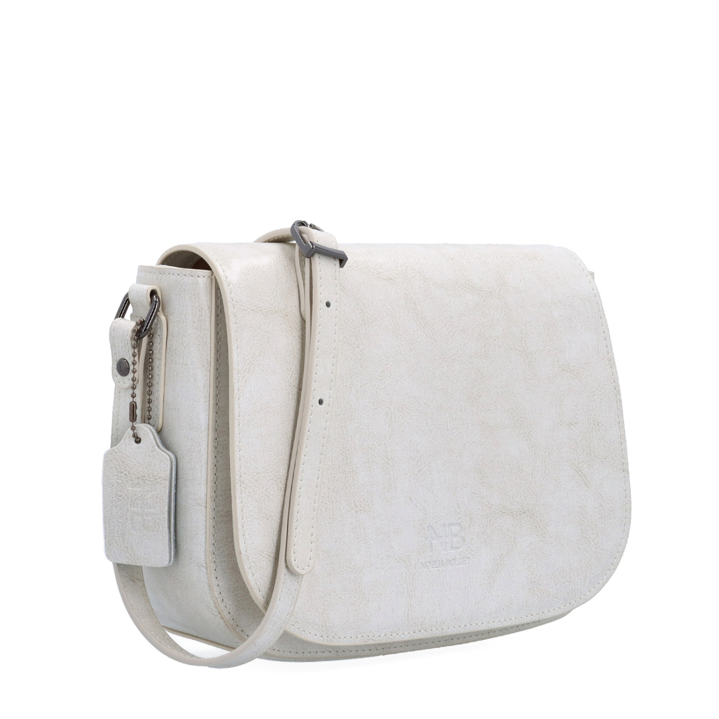 Elegantní kožená crossbody kabelka s klopou Noelia Bolger materiál kůže zapínání s klopou barva bílá velikost malá NB 0117 OW