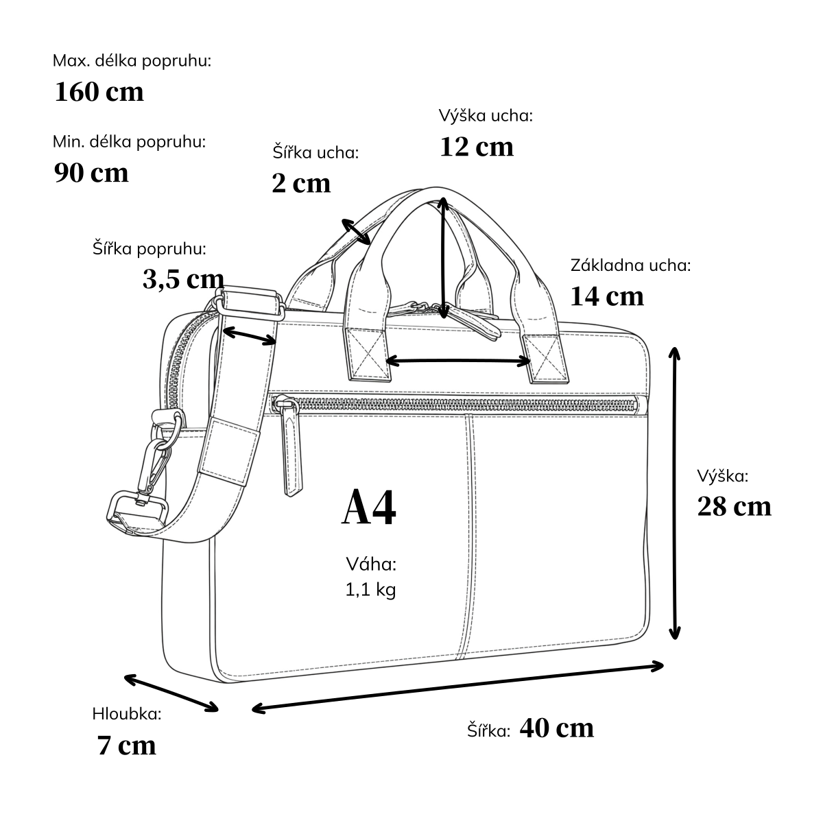 Kožená pánská aktovka s přihrádkou na notebook Poyem materiál kůže zapínání na zip barva koňaková velikost velká 2223 Poyem KO Rozměry