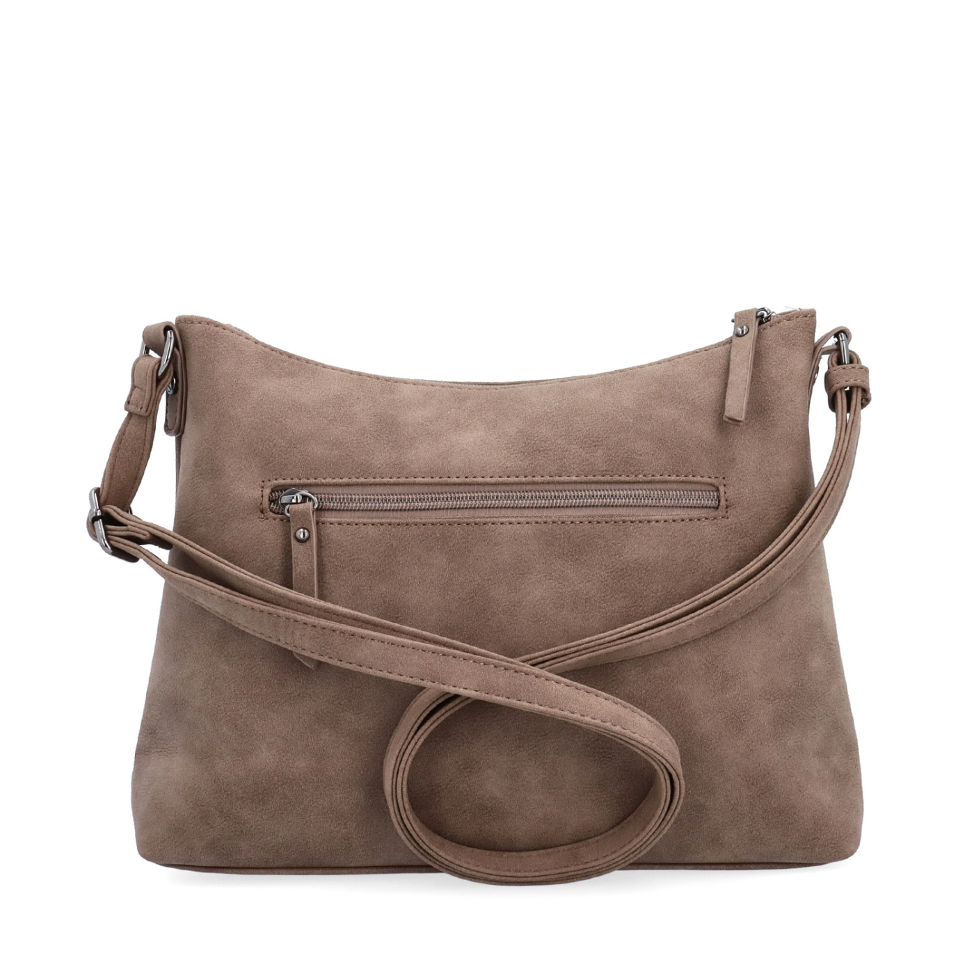 Dámská elegantní crossbody kabelka Tangerin materiál syntetická kůže zapínání na zip barva hnědá velikost malá 1110 H Zezadu