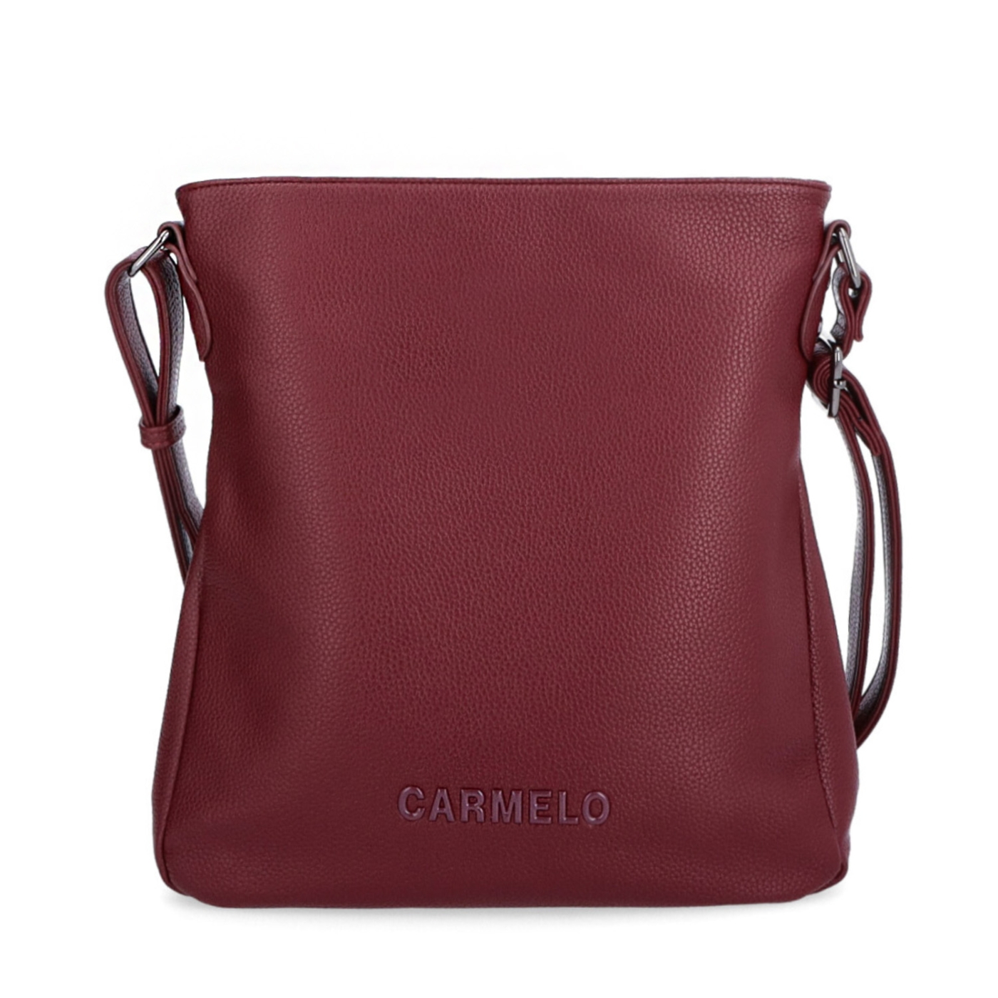 Designová crossbody kabelka Carmelo materiál syntetická kůže zapínání na zip barva vínová velikost střední 4271 BO Zepředu