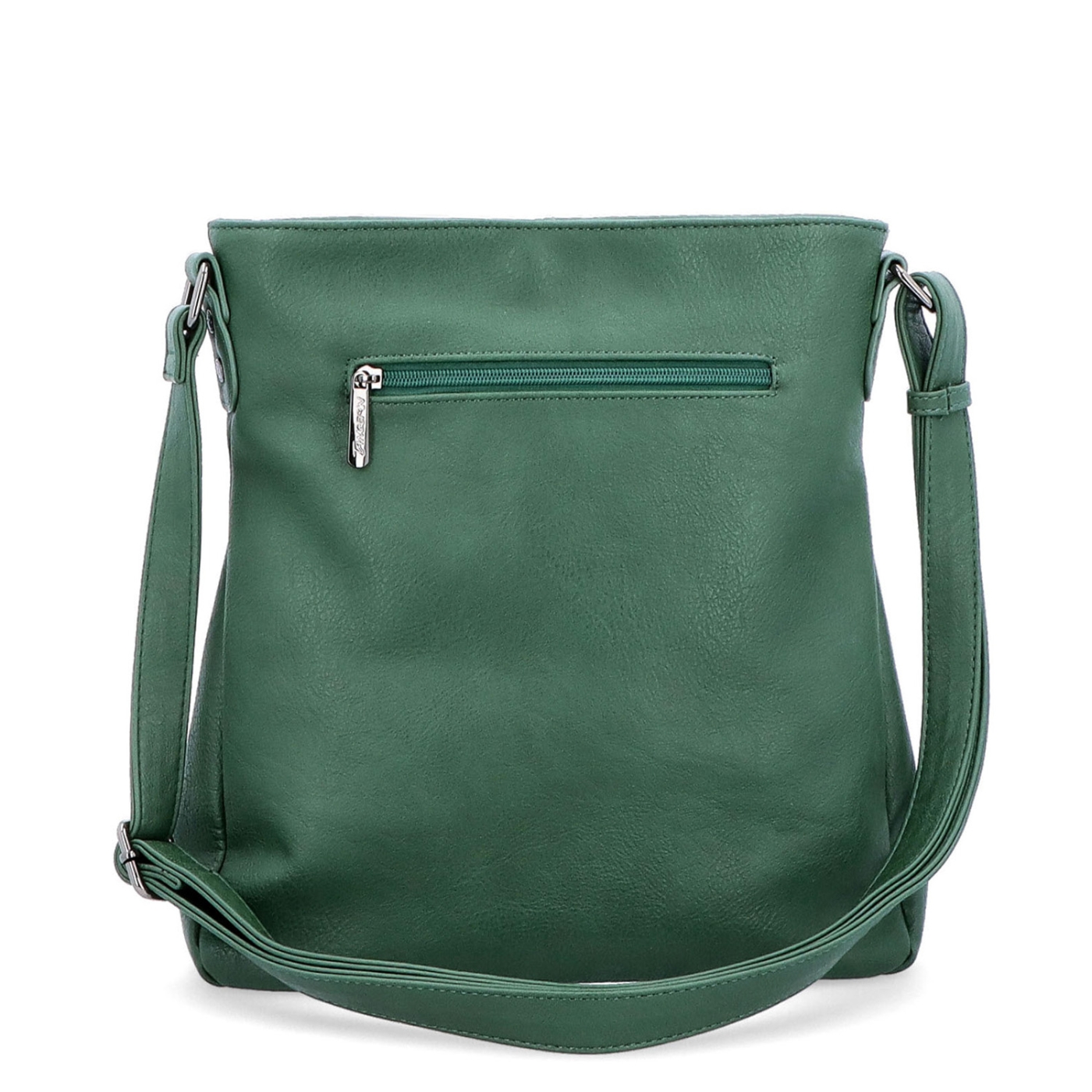 Crossbody kabelka s jednoduchým prošíváním Tangerin materiál syntetická kůže zapínání na zip barva zelená velikost střední 8003 TZE Zezadu