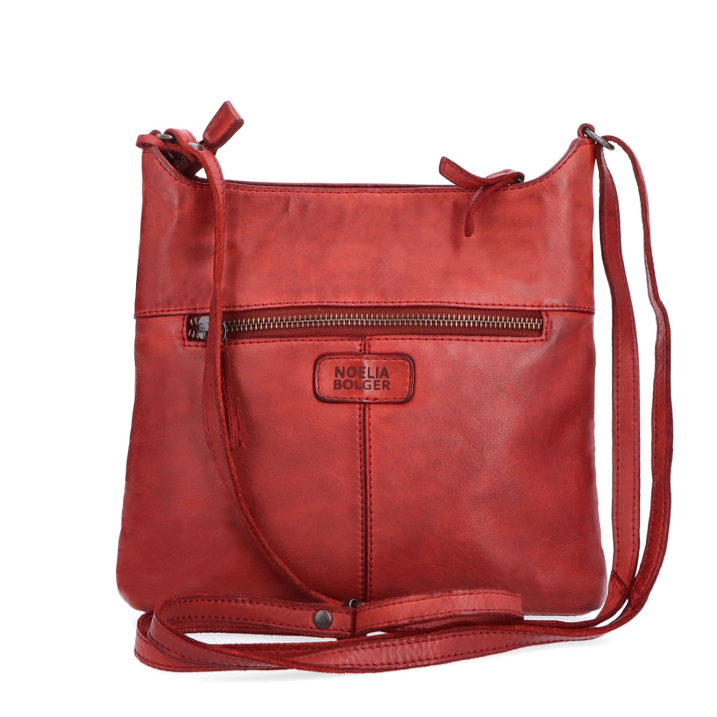 Kožená crossbody kabelka pro každý den Noelia Bolger materiál kůže zapínání na zip barva červená velikost malá NB 2404 CV Zezadu