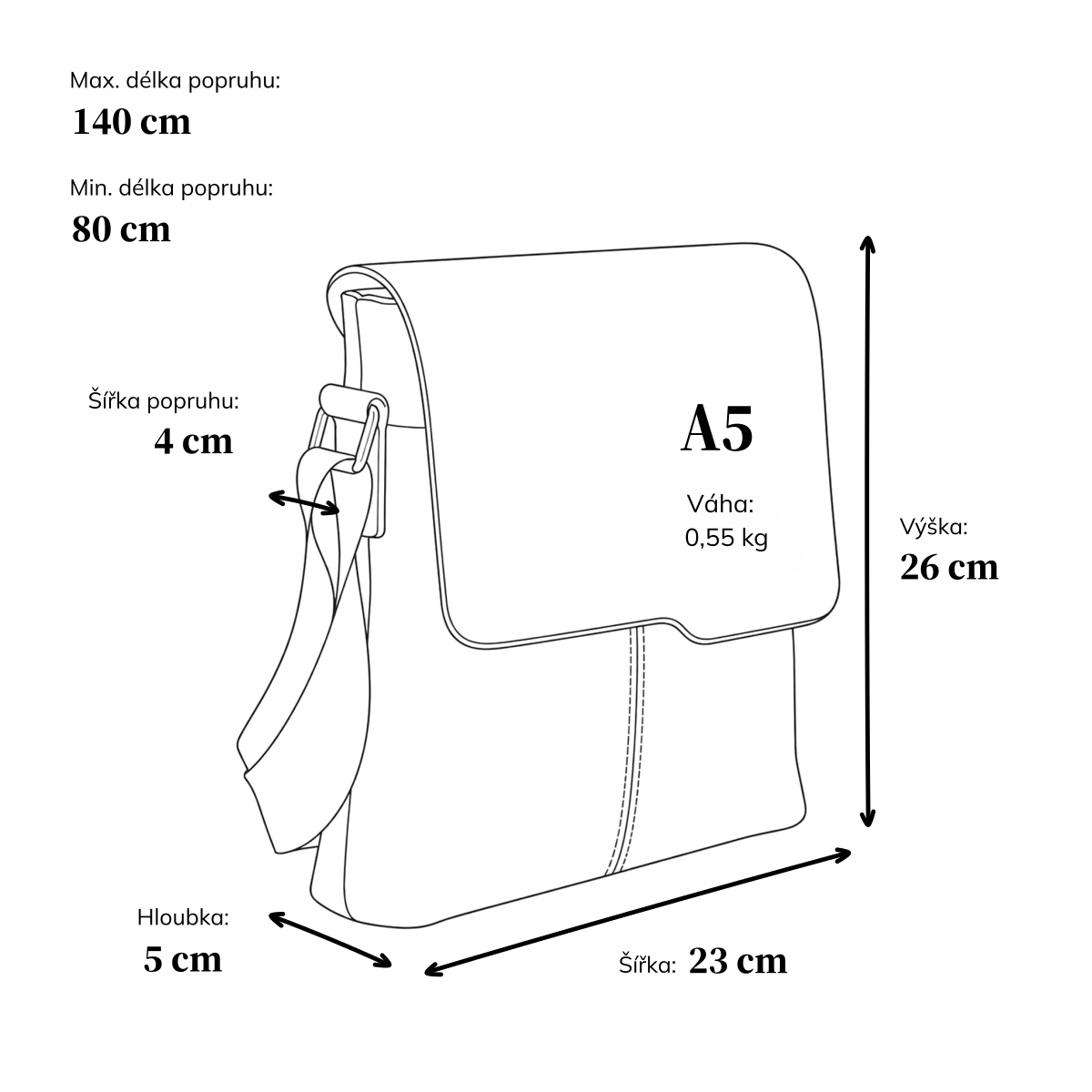 Crossbody taška s klopou Tangerin materiál syntetická kůže zapínání na zip barva černá velikost střední 2325 C Rozměry